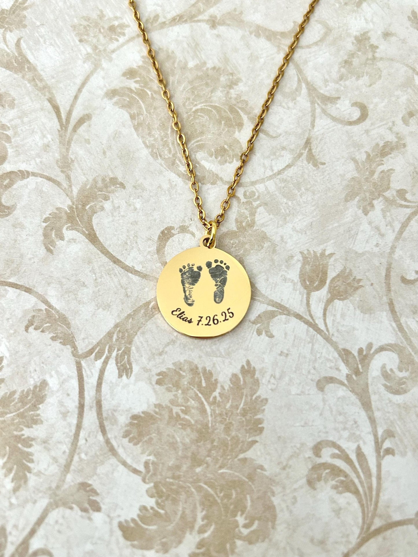 Personalized Baby Footprint Necklace with name and bible verse Gift for New Mom Baby Shower Custom Newborn Gift Baby Keepsake Jewelry