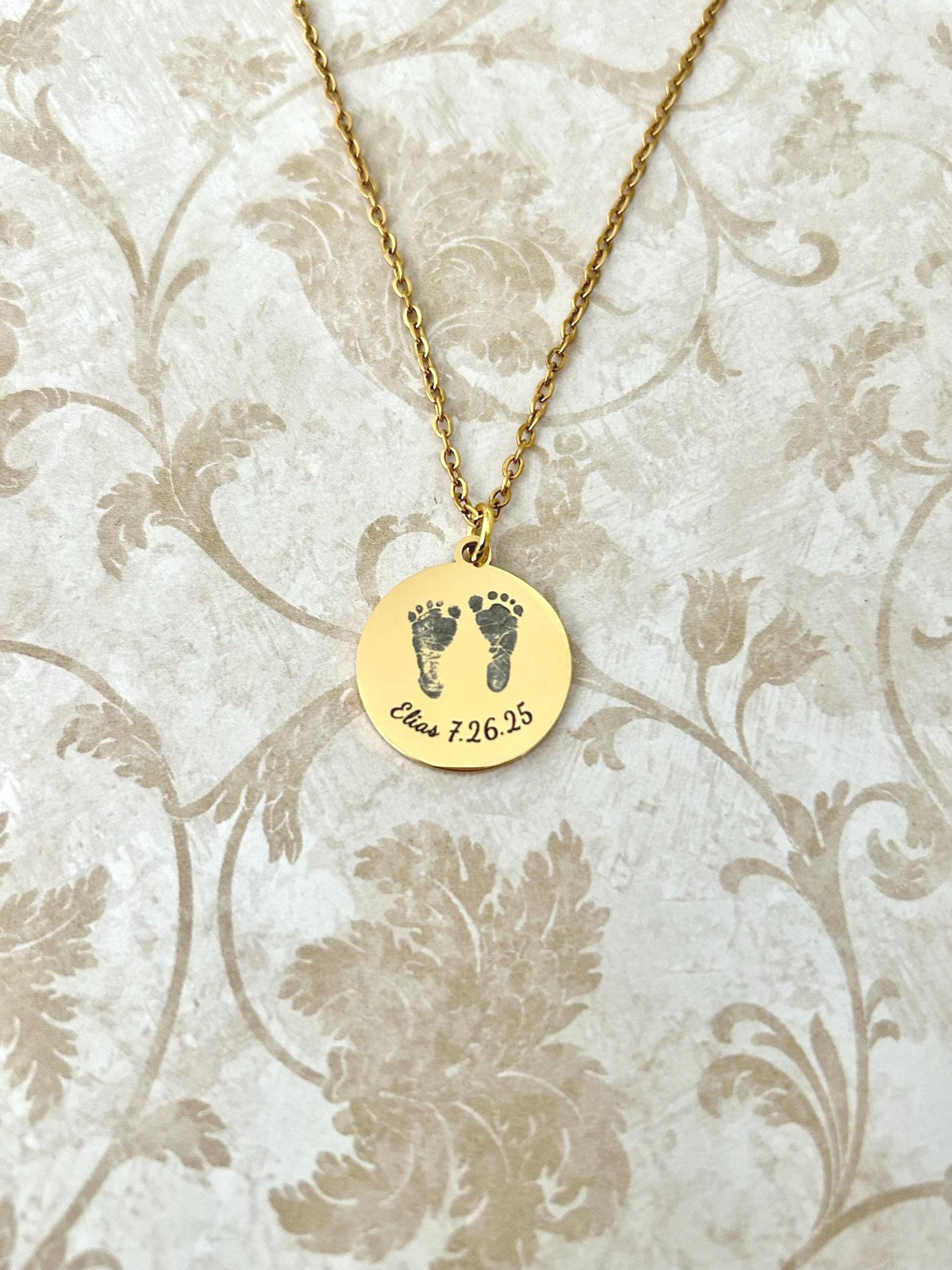 Personalized Baby Footprint Necklace with name and bible verse Gift for New Mom Baby Shower Custom Newborn Gift Baby Keepsake Jewelry