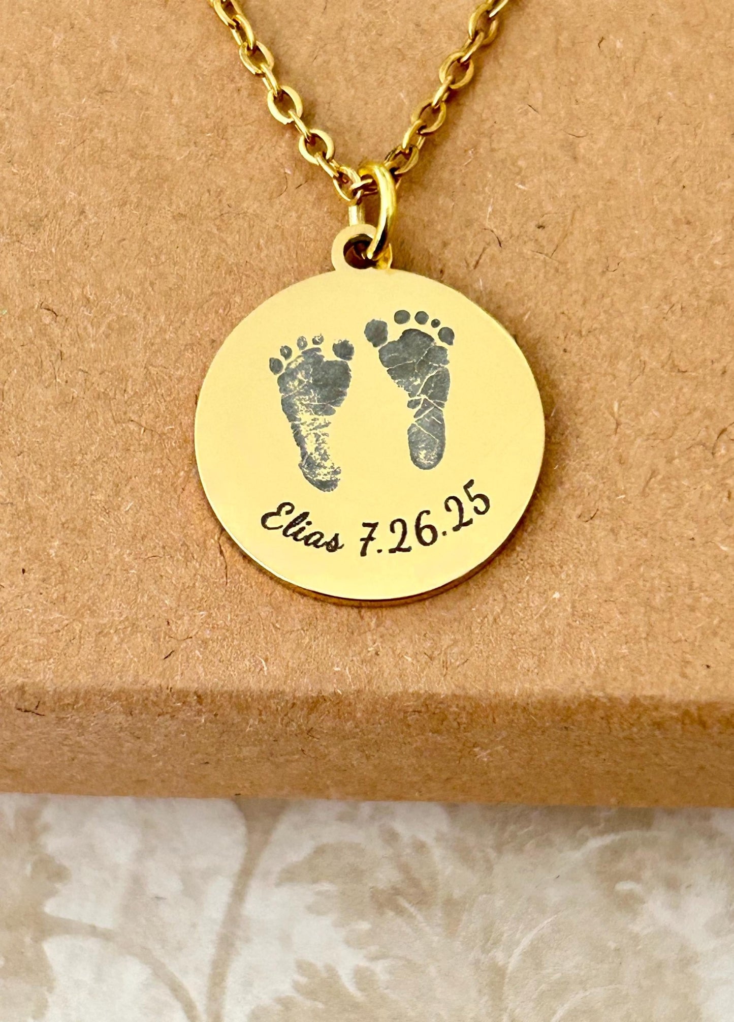 Personalized Baby Footprint Necklace with name and bible verse Gift for New Mom Baby Shower Custom Newborn Gift Baby Keepsake Jewelry
