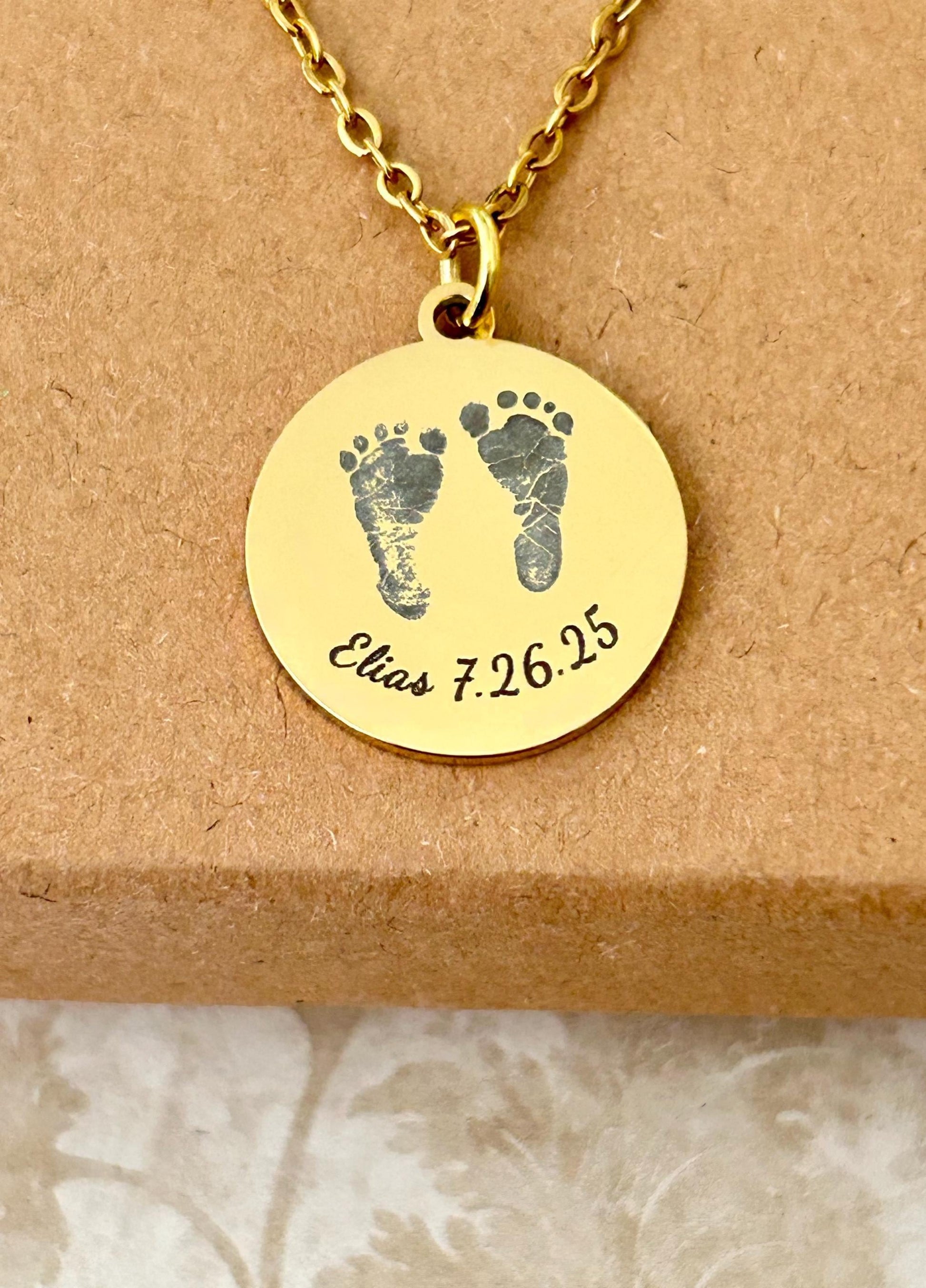 Personalized Baby Footprint Necklace with name and bible verse Gift for New Mom Baby Shower Custom Newborn Gift Baby Keepsake Jewelry