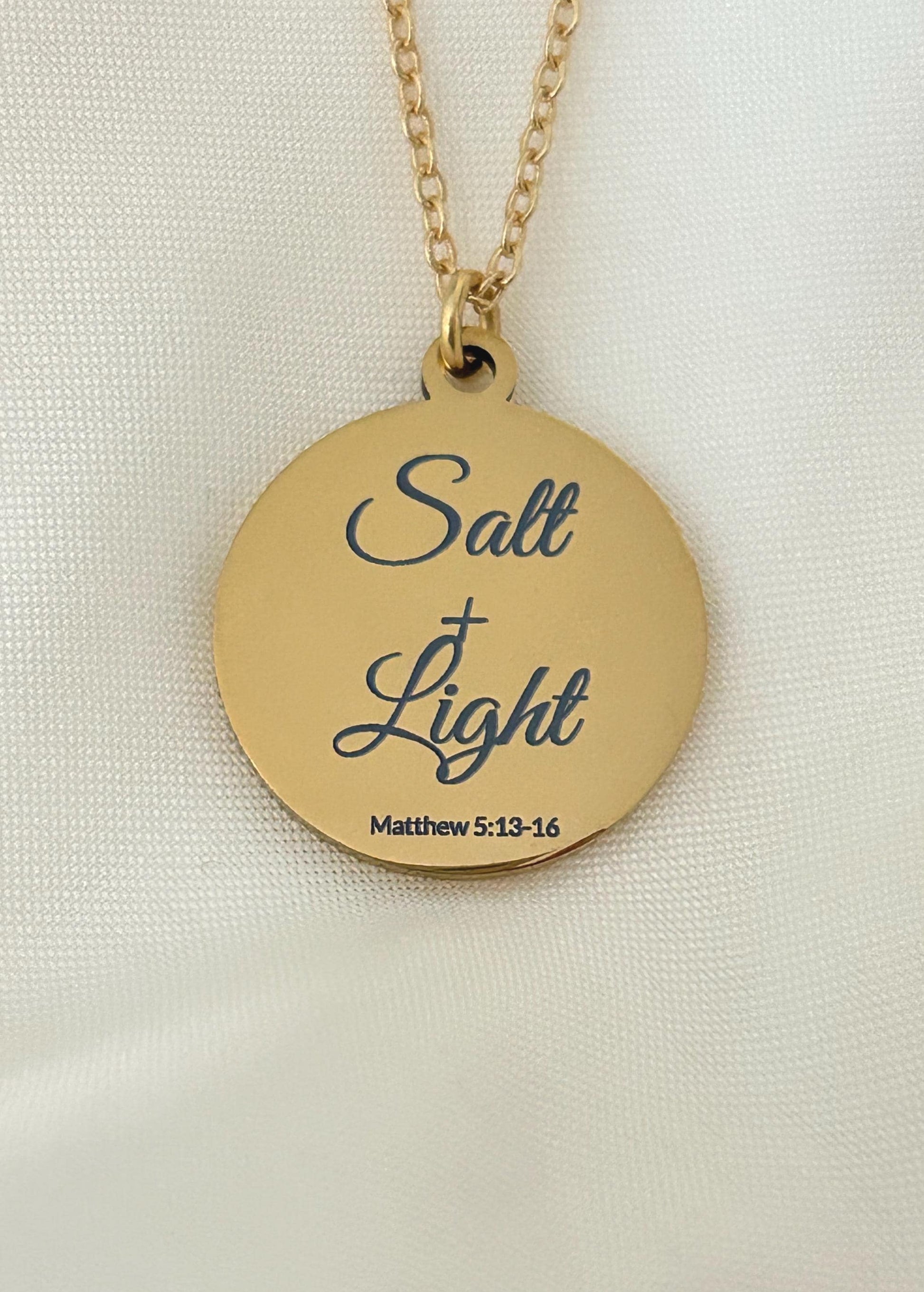 Personalized 14K Gold Plated Necklace: Salt & Light Christian Jewelry Womens Conference and Retreat Gifts