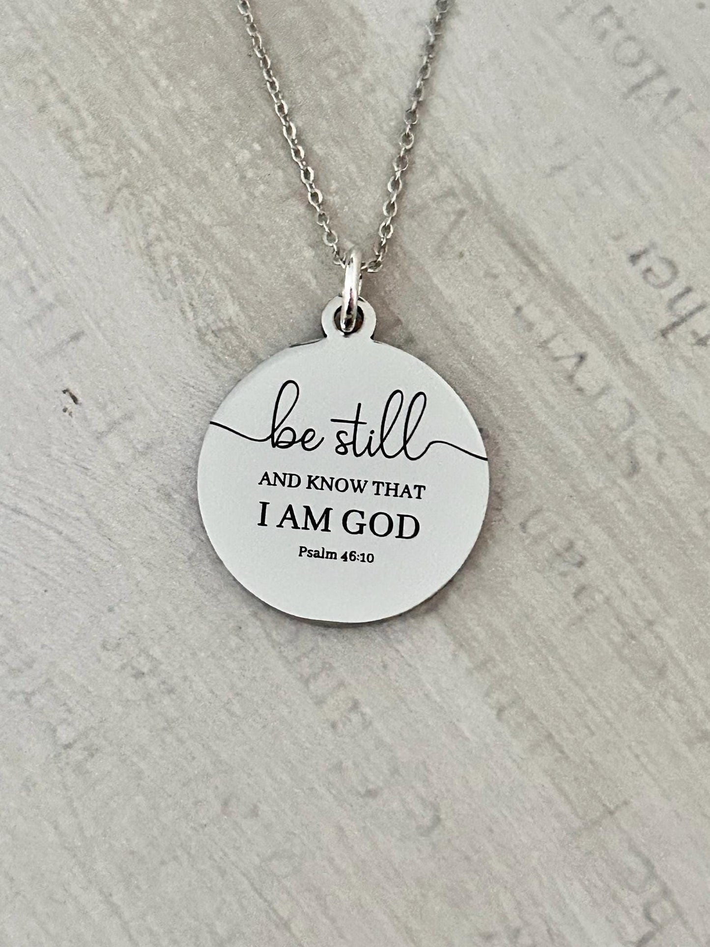 Be Still and Know Psalm 46:10 Personalized Bible Verse Necklace Christian Gift