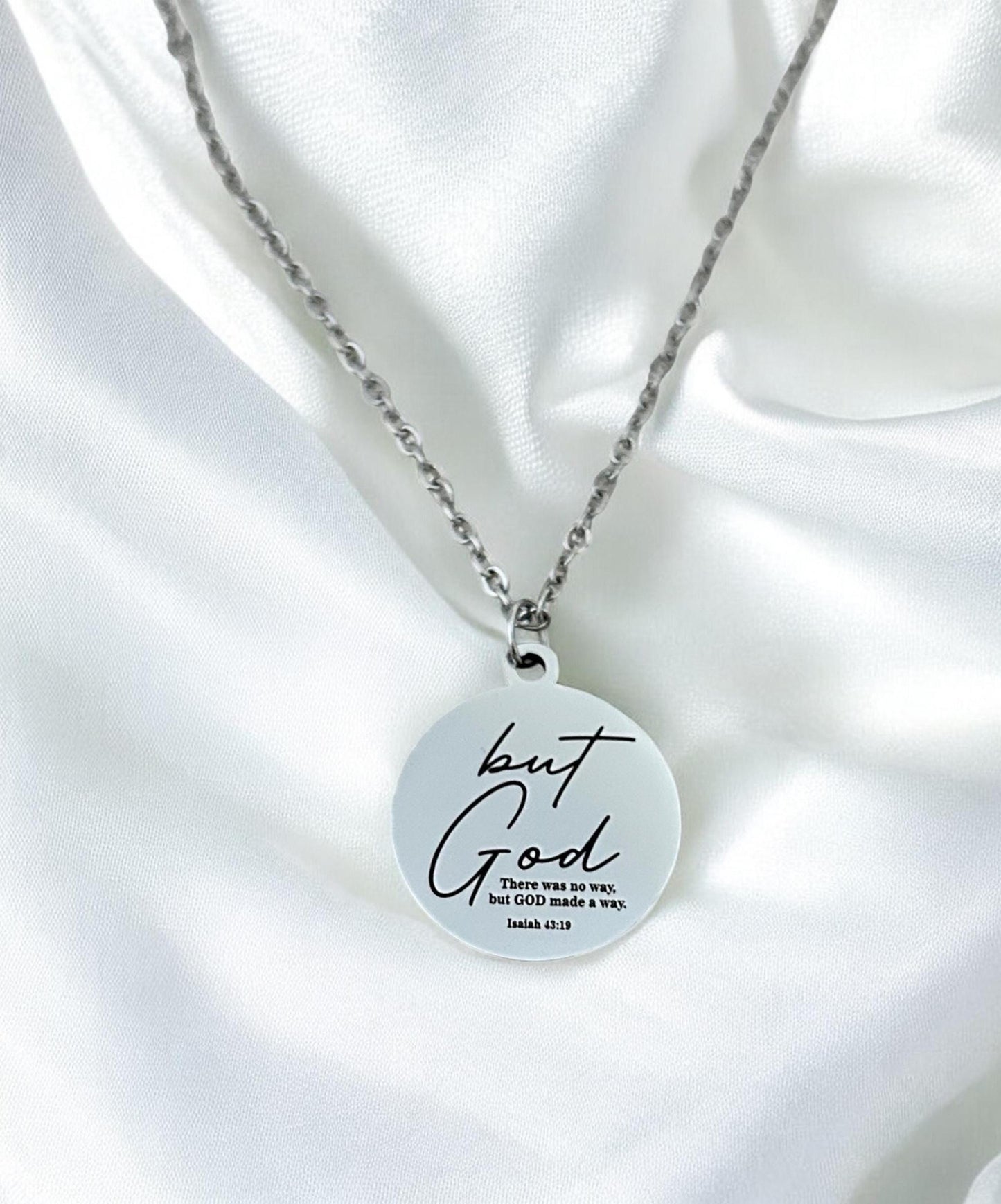 Engraved "But God" Stainless Steel Necklace Christian Gifts Isaiah 43:19 Personalized Gifts Necklace