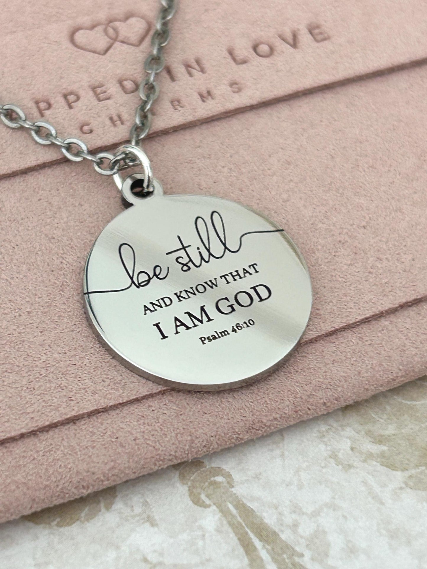 Be Still and Know Psalm 46:10 Personalized Bible Verse Necklace Christian Gift
