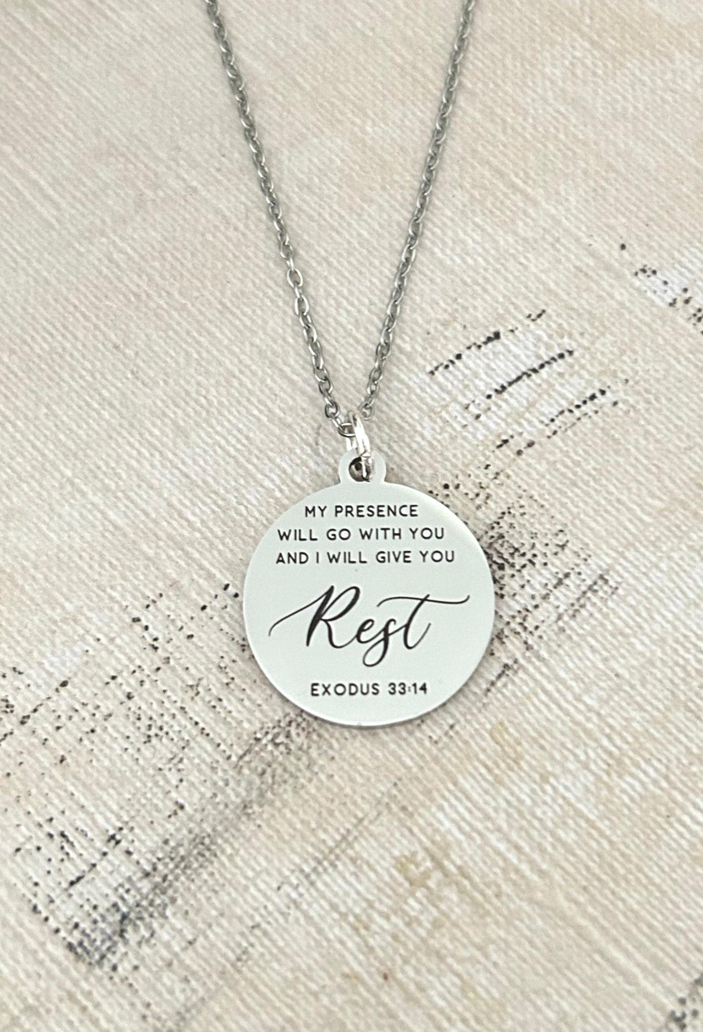 My Presence will go with you bible verse Necklace, Farewell Gift, Christian Gifts, Exodus 33:14, Goodbye Gift, Missionary Gifts, LDS Gifts
