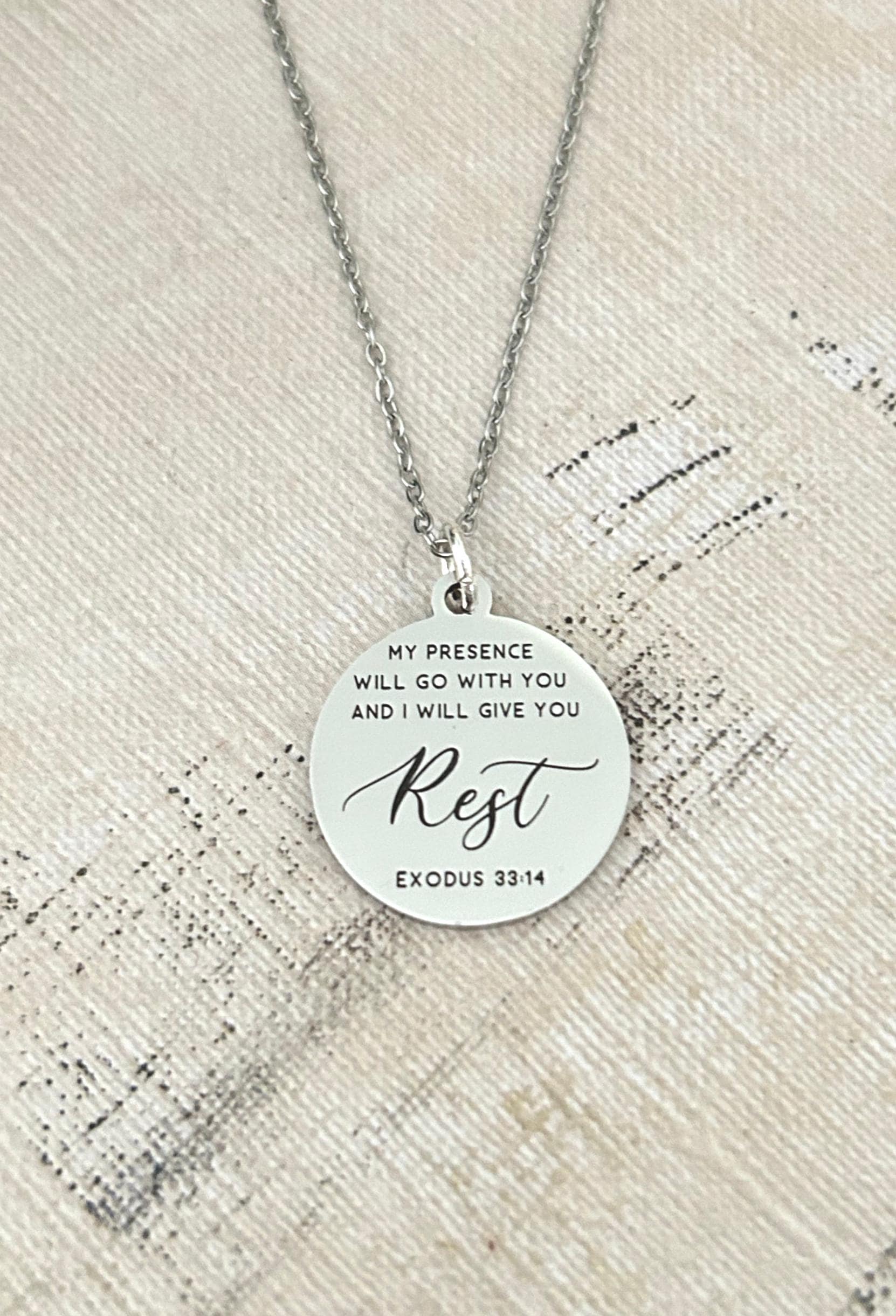 My Presence will go with you bible verse Necklace, Farewell Gift, Christian Gifts, Exodus 33:14, Goodbye Gift, Missionary Gifts, LDS Gifts
