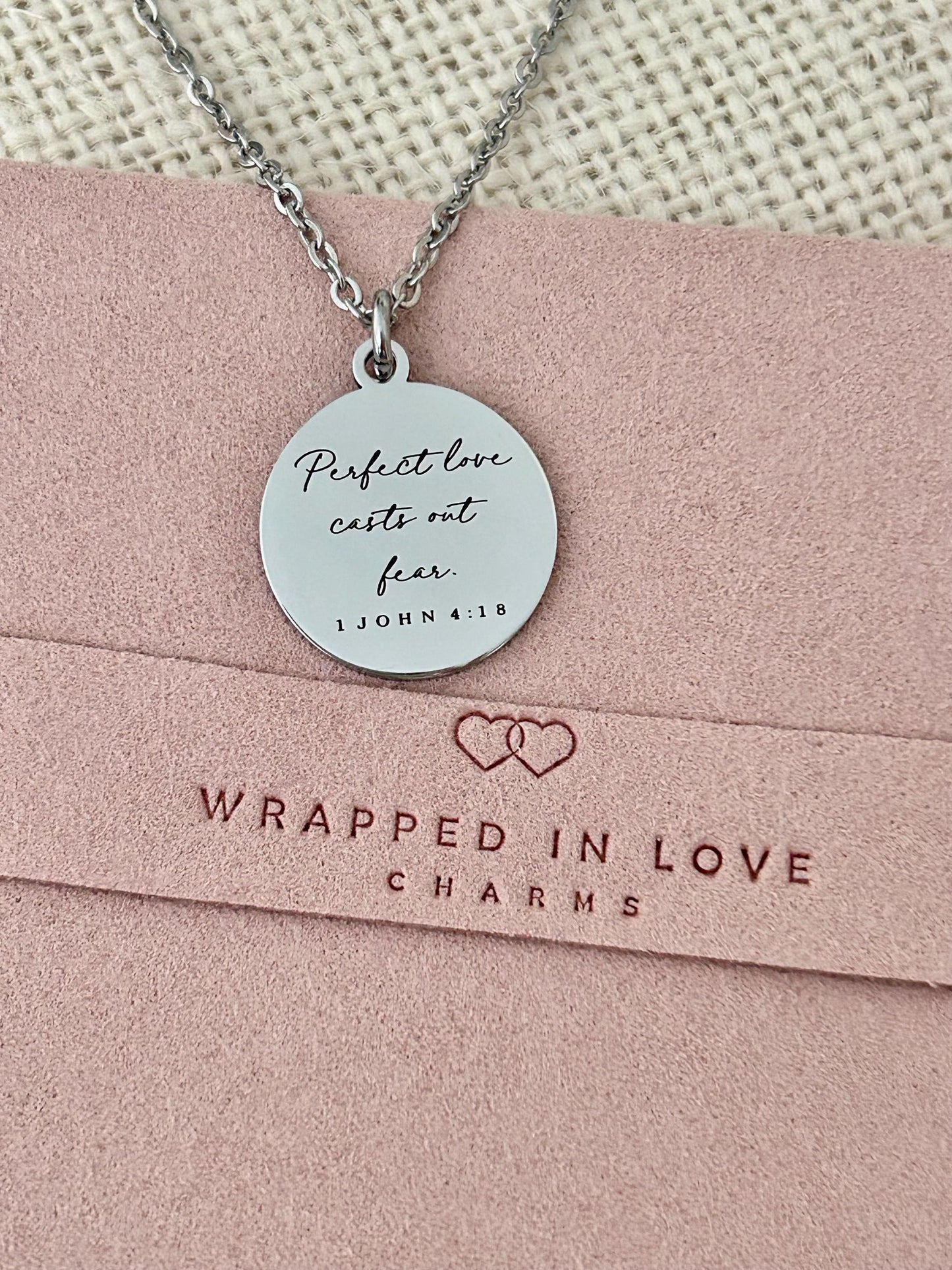 Perfect Love Casts out fear Bible Verse Gold Necklace, Christian Gift, Scripture Jewelry, Personalized Necklace 1 John 4:18