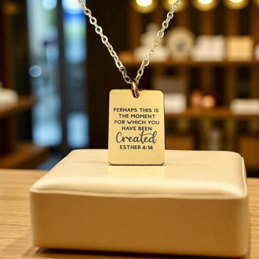 Perhaps this is the moment Esther 4:14 Gold Necklace, Engraved Bible Verse Charm, Christian Gifts, Womens Retreat Conference Gifts