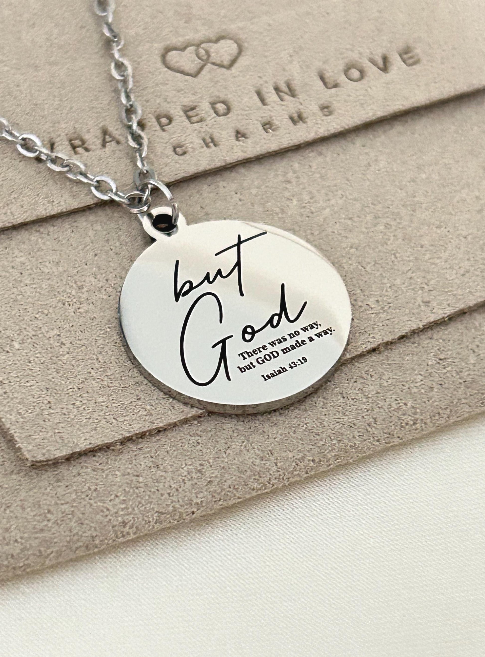Engraved "But God" Stainless Steel Necklace Christian Gifts Isaiah 43:19 Personalized Gifts Necklace