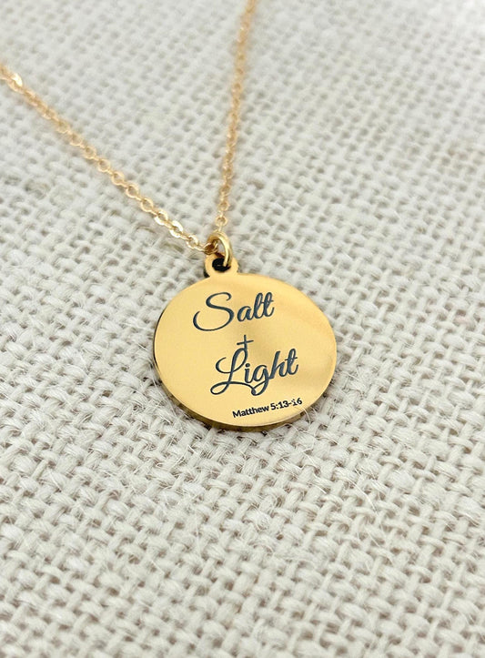 Personalized 14K Gold Plated Necklace: Salt & Light Christian Jewelry Womens Conference and Retreat Gifts