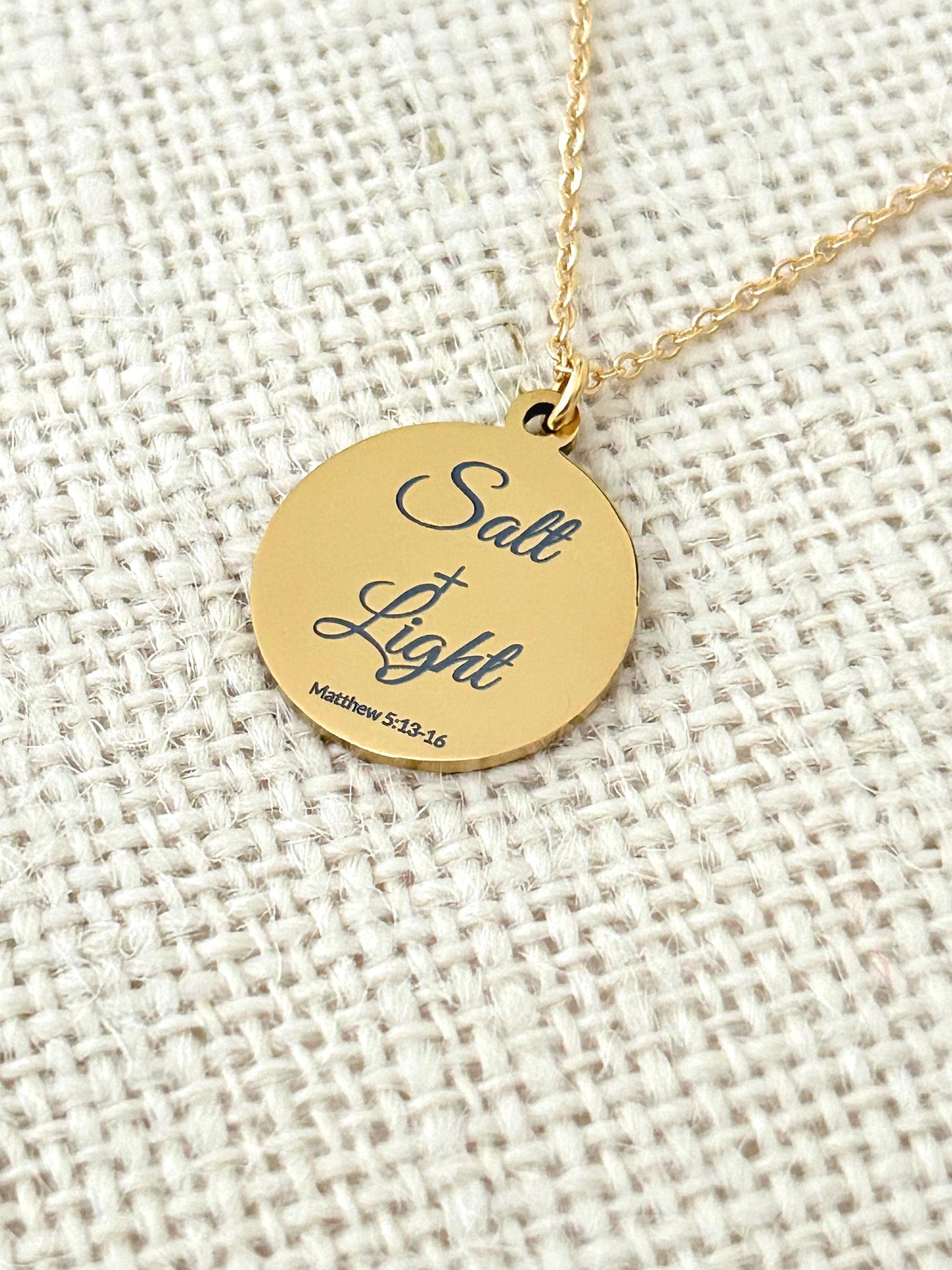 Personalized 14K Gold Plated Necklace: Salt & Light Christian Jewelry Womens Conference and Retreat Gifts