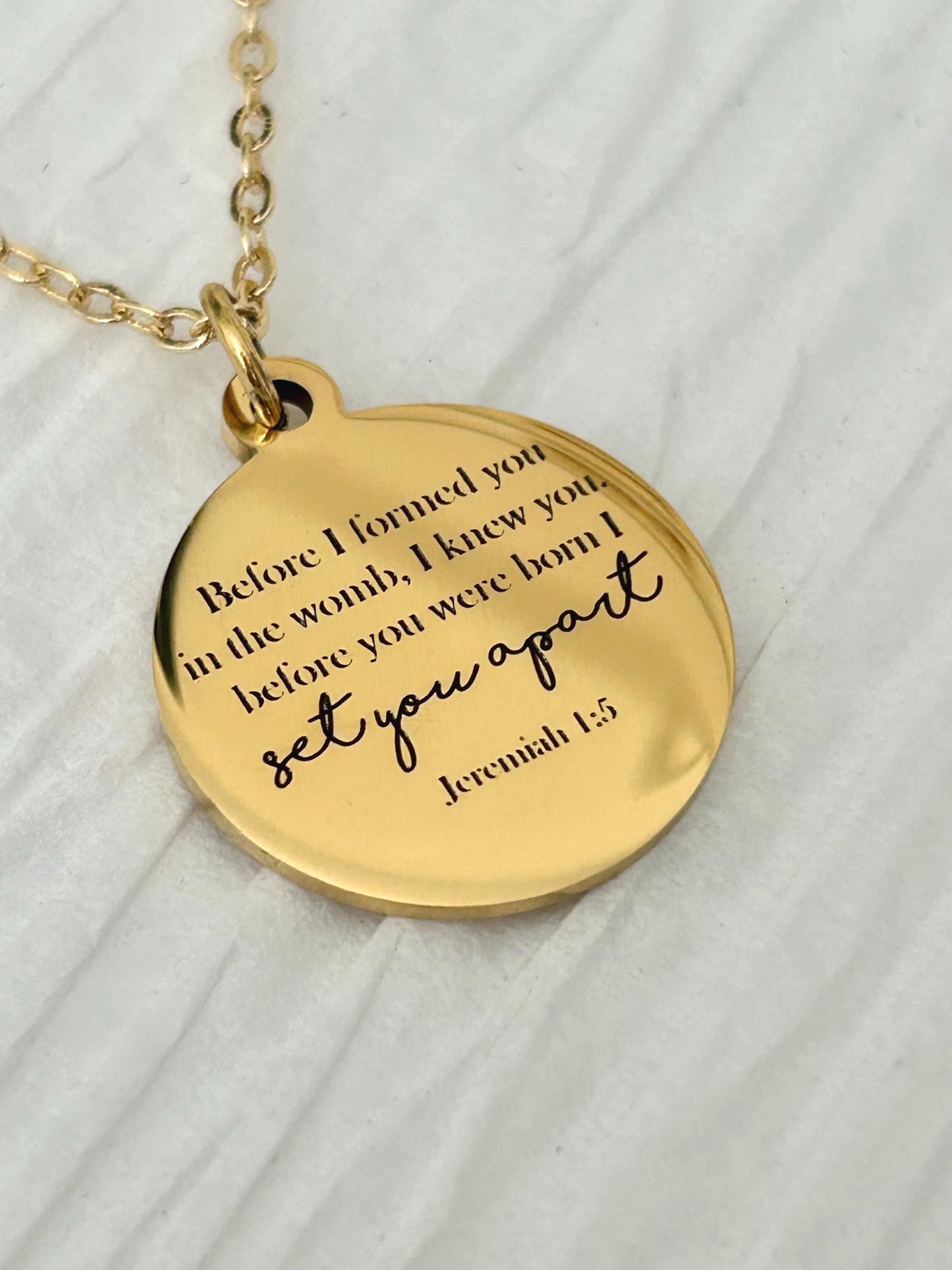Before I formed you I Knew You Jeremiah 1:5 Bible Verse Necklace Engraved Charm Personalized Christian Necklace Christian Gifts