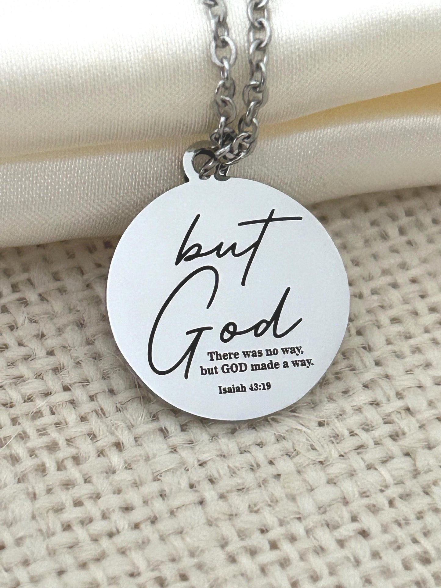 Engraved "But God" Stainless Steel Necklace Christian Gifts Isaiah 43:19 Personalized Gifts Necklace