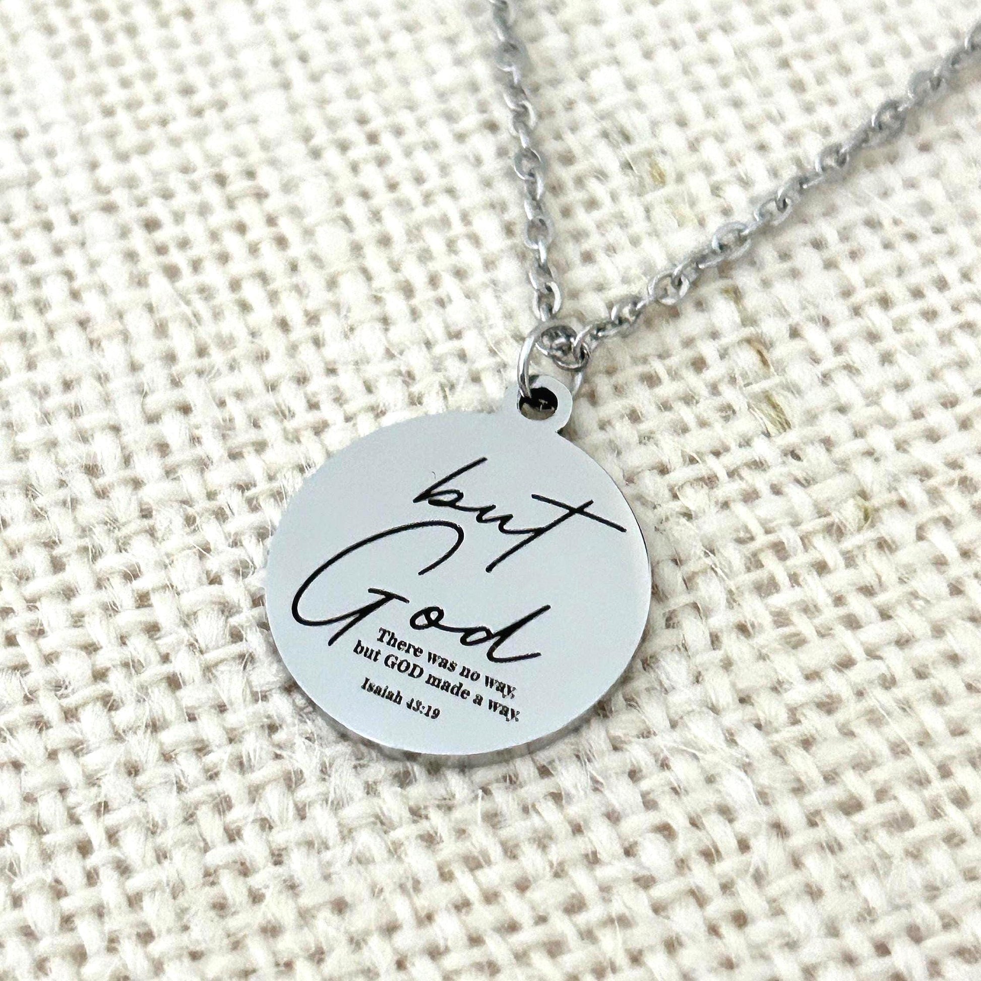 Engraved "But God" Stainless Steel Necklace Christian Gifts Isaiah 43:19 Personalized Gifts Necklace