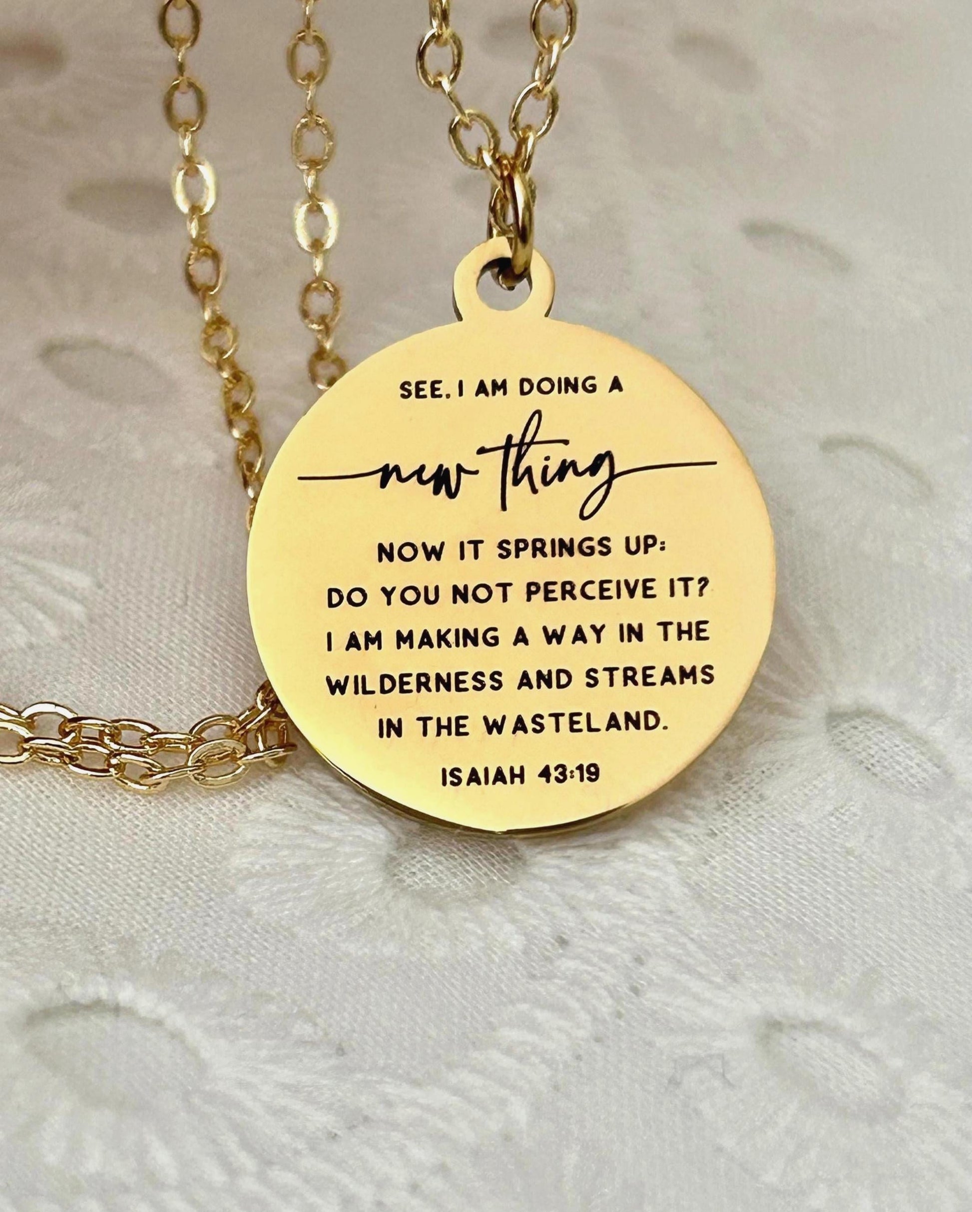 I am doing a new thing Isaiah 43:19 Bible Verse Necklace Personalized Christian Gifs Scripture Charms