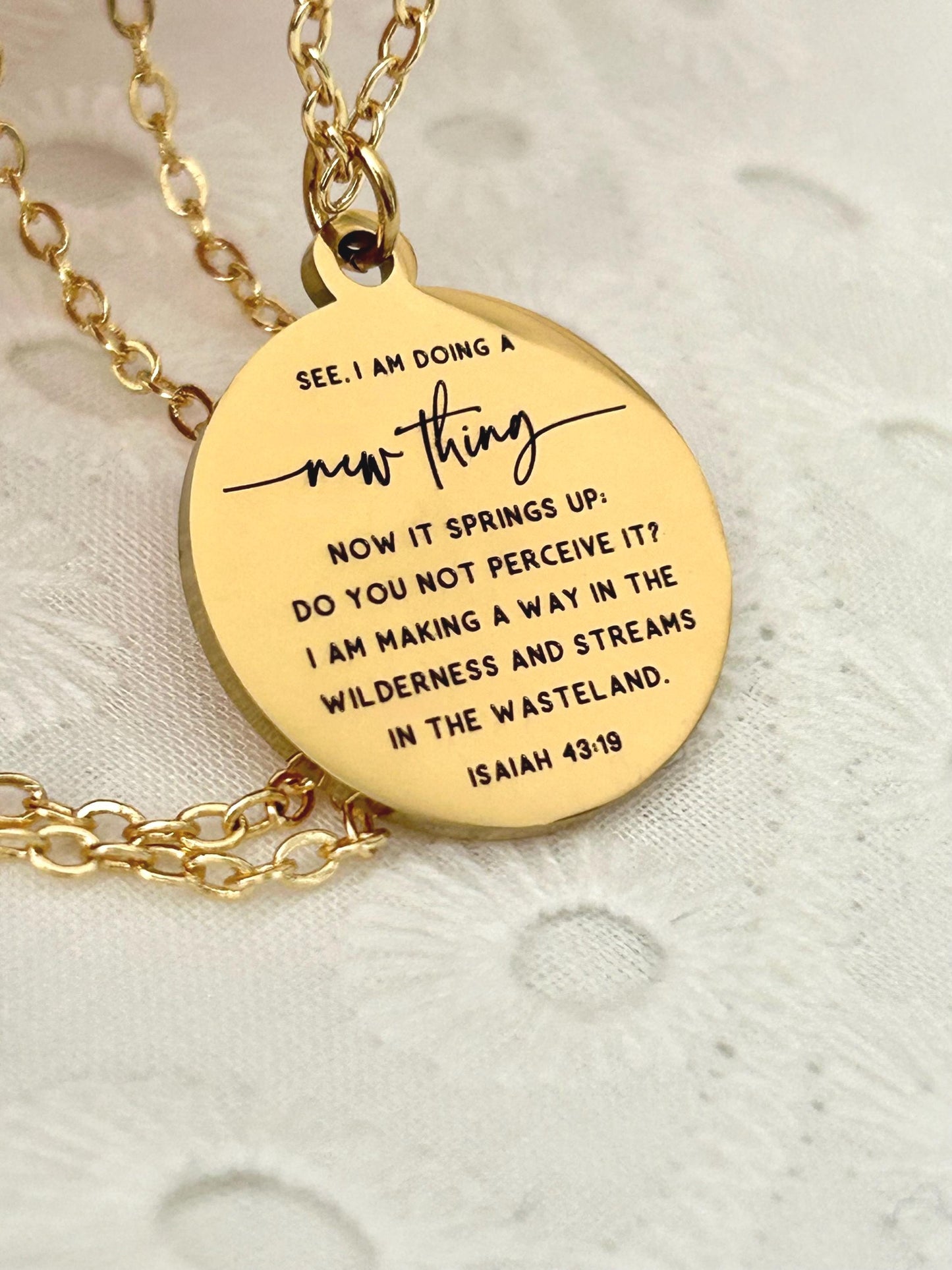 Isaiah 43:19 Necklace, See I Am Doing a New Thing, Christian Gift for Women, Faith Jewelry, New Beginnings Gift, Encouragement Necklace