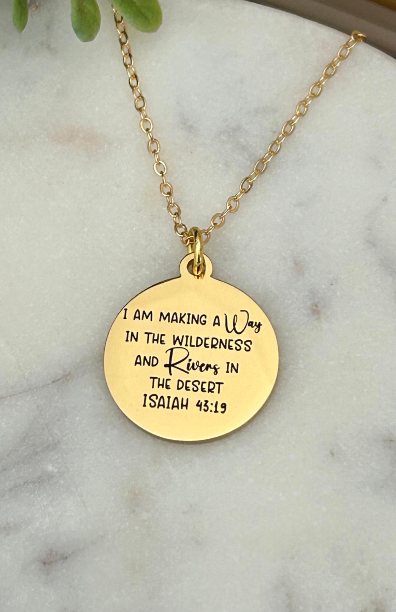 I am making a way in the wilderness Bible Necklace Isaiah 43:19, Christian Gifts, Motivational Necklace, Gift for Mom, Inspirational Jewelry