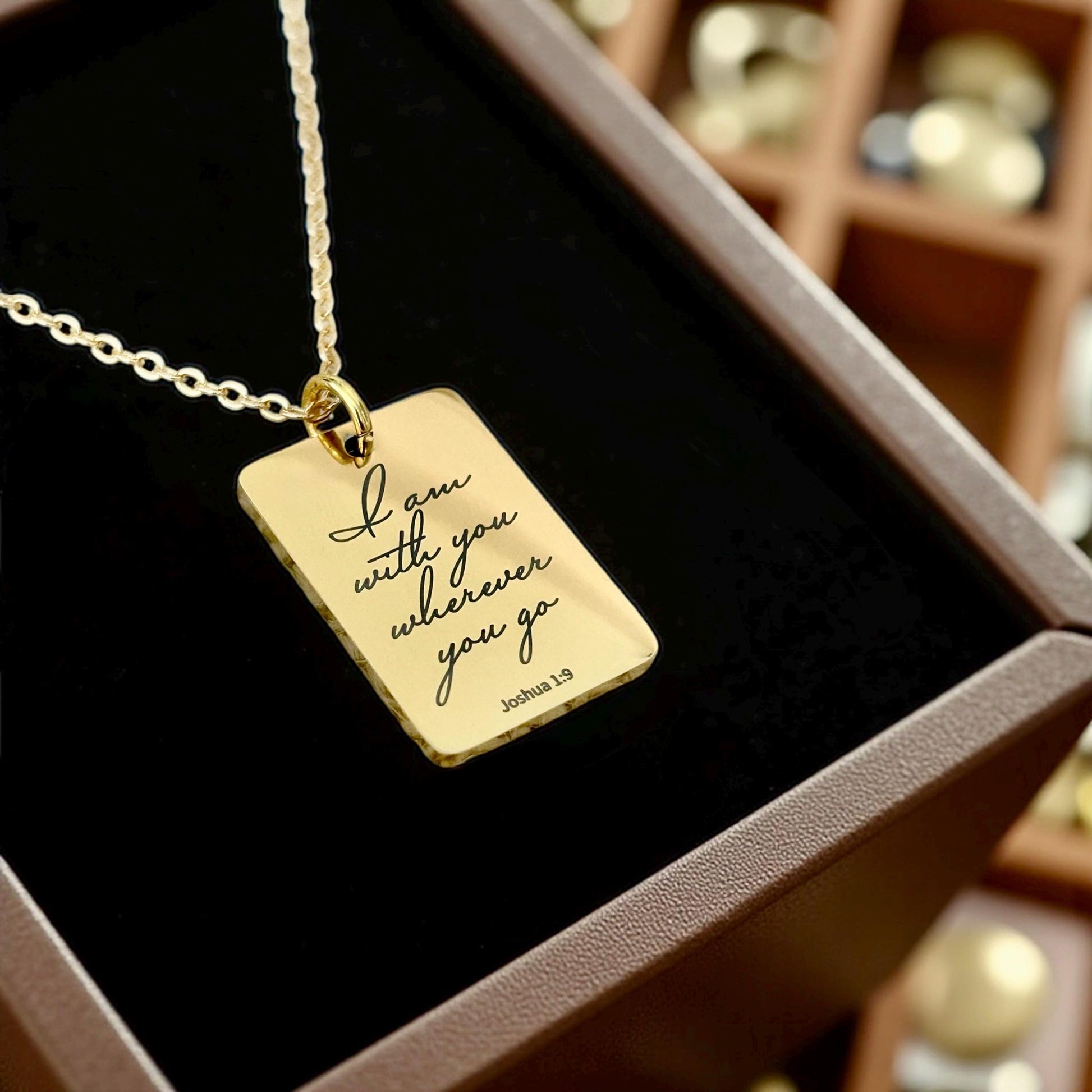 Joshua 1:9 I am with you wherever you go Bible Verse Necklace, Christian Gifts, Personalized Scripture Charm, Baptism, Birthday gift for Her