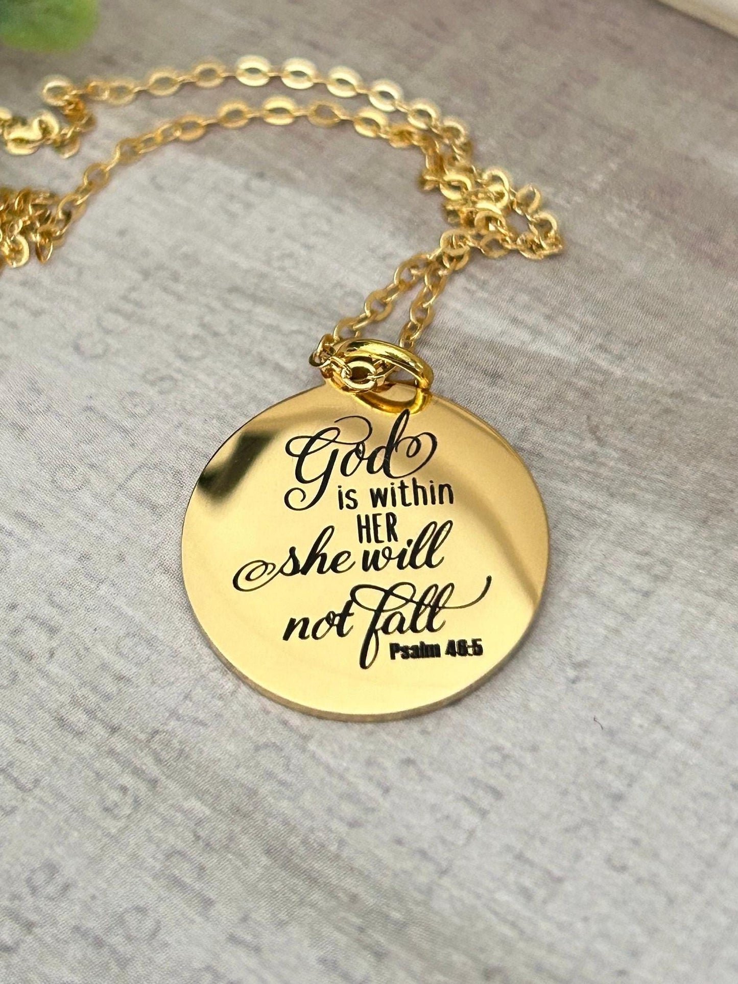 God Is Within Her She Will Not Fall Necklace Psalm 46:5 Christian Gift for Women Faith Necklace Bible Verse Jewelry Graduation Gift for her