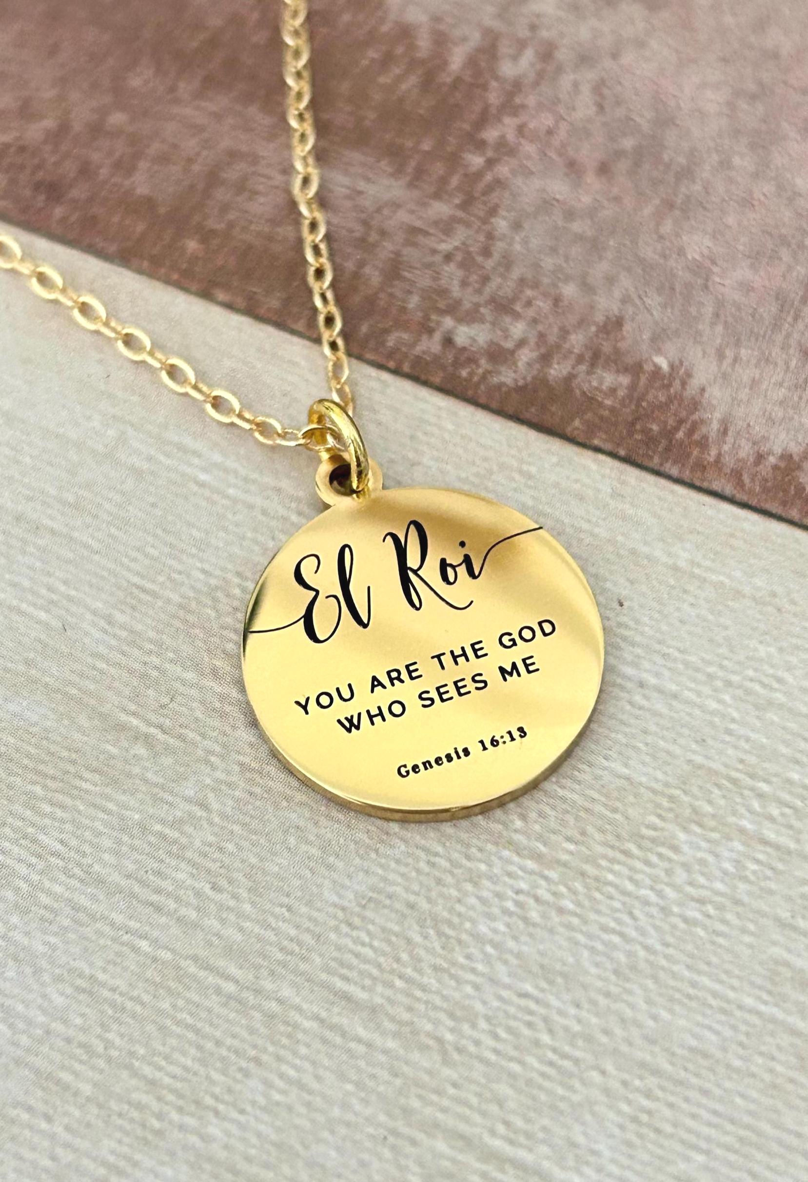 El Roi Necklace Gold, The God Who Sees Me Necklace, Christian Jewelry Gift for Women, Faith Necklace, Bible Verse Jewelry, Mother’s Day Gift