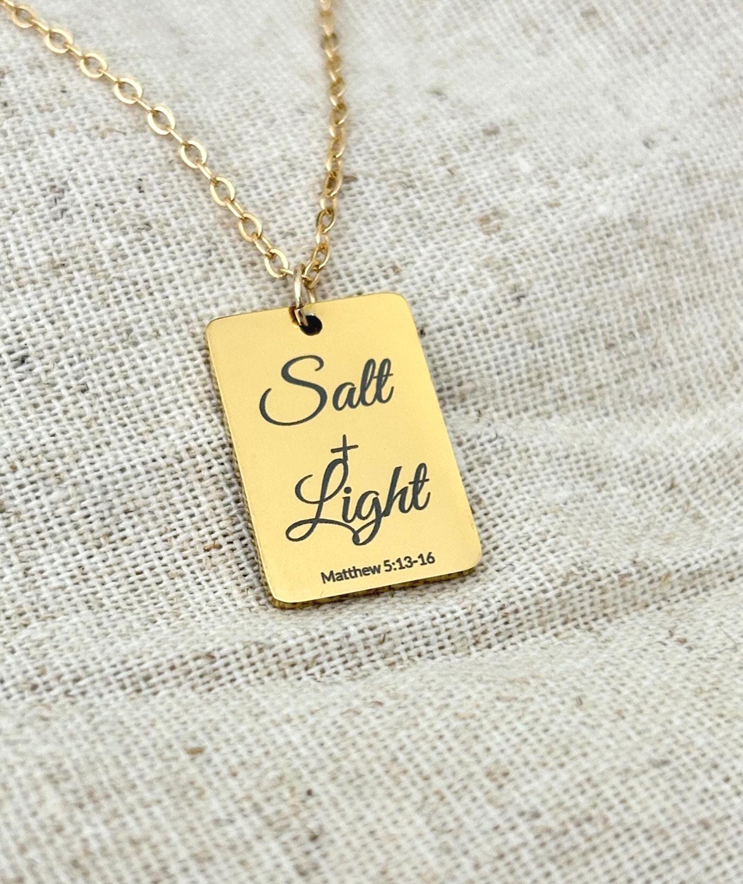 Salt and Light Necklace Mathew 5:13-16 Personalized Bible Verse Necklace, Christian Jewelry For Her, Christian Gifts Womens Retreat Gifts