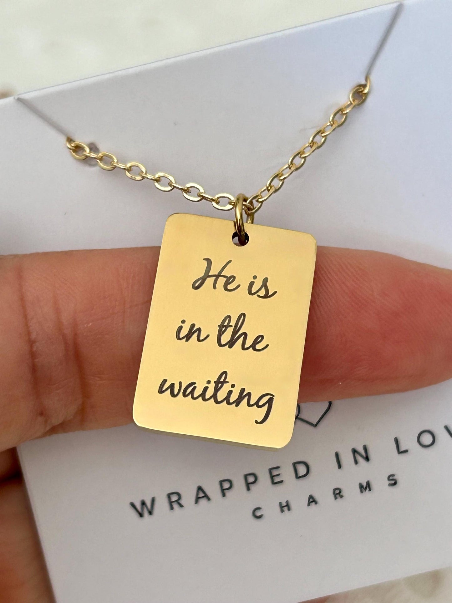 He is in the waiting Christian Necklace, Christian Gifts, Scripture Jewelry, Personalized Necklace, Gifts for Mom, Inspirational Jewelry