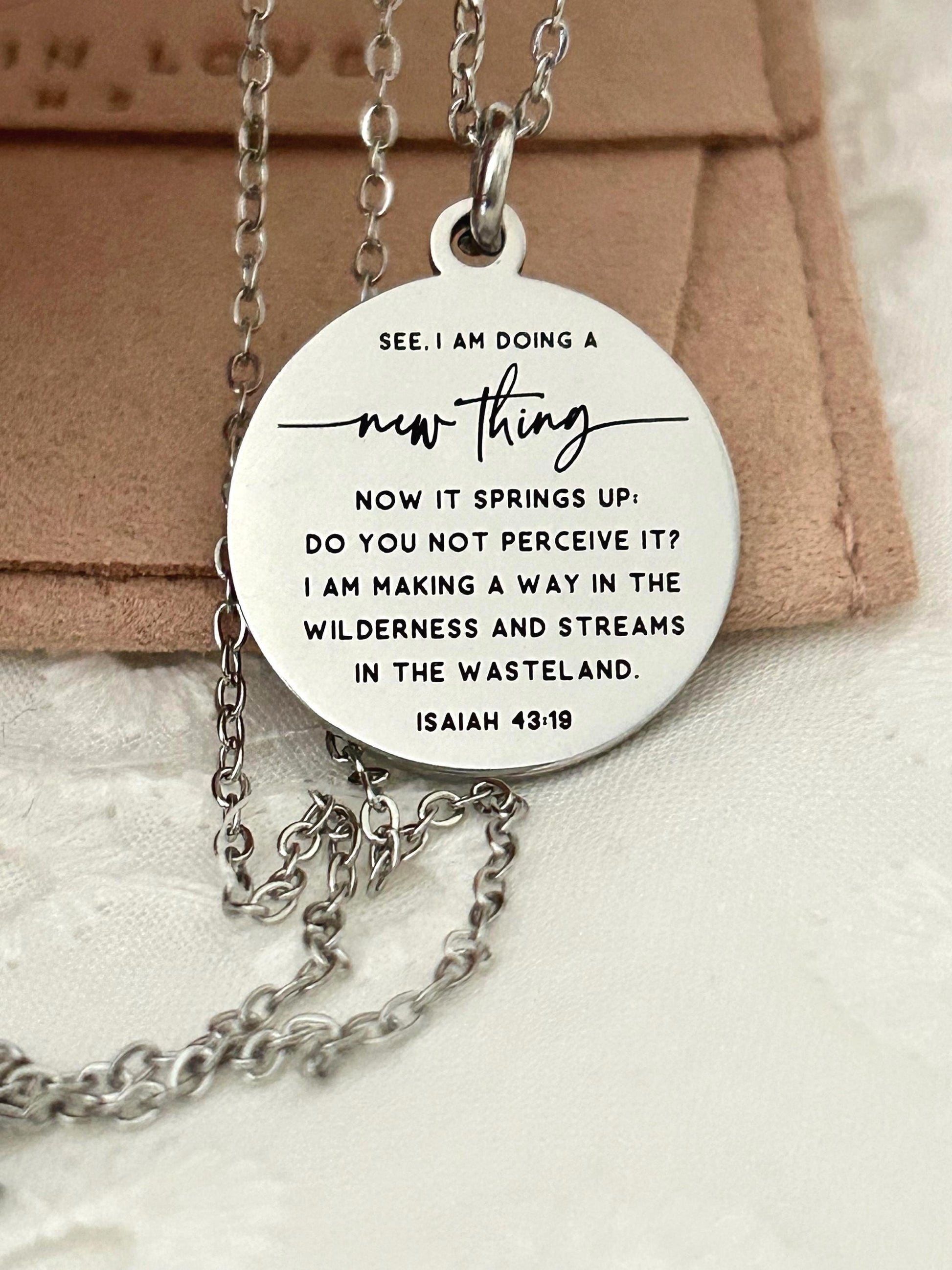 I am doing a new thing Isaiah 43:19 Bible Verse Necklace Personalized Christian Gifs Scripture Charms