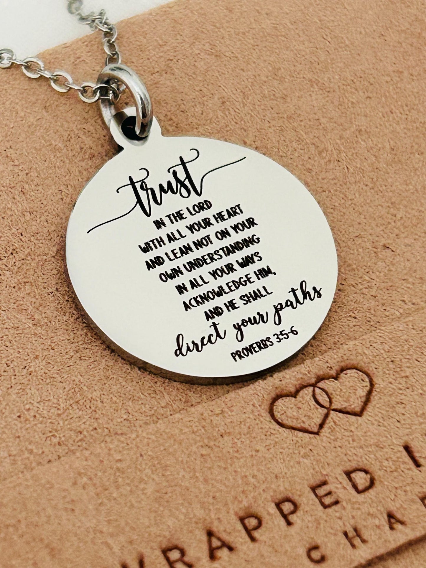 Trust in the Lord Necklace Proverbs 3:5 | Christian Scripture Necklace | Faith Jewelry Gift for Her
