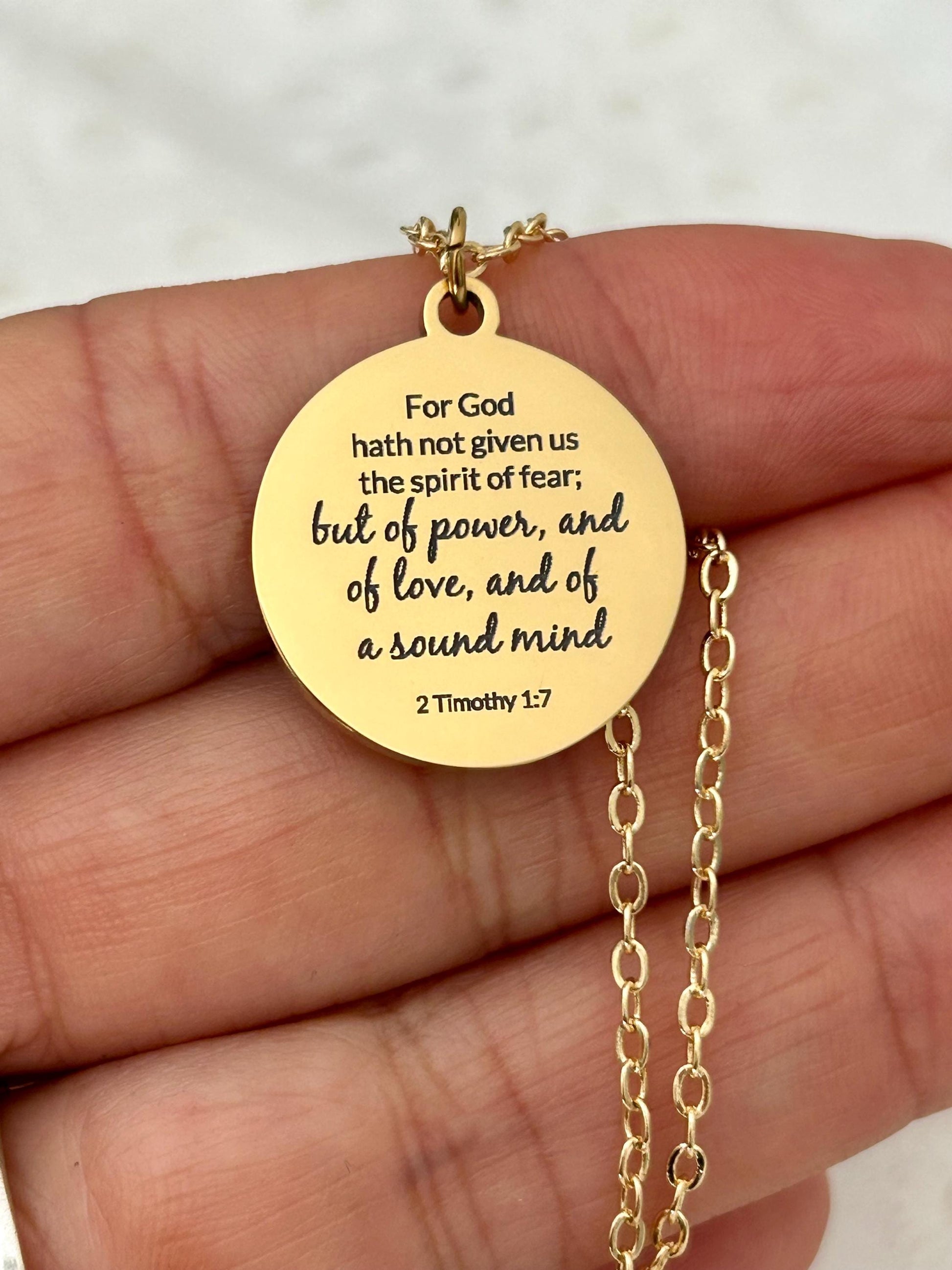 For God has not Given us a spirit of fear But of Power Love Sound Mind, Bible Verse Personalized Necklace