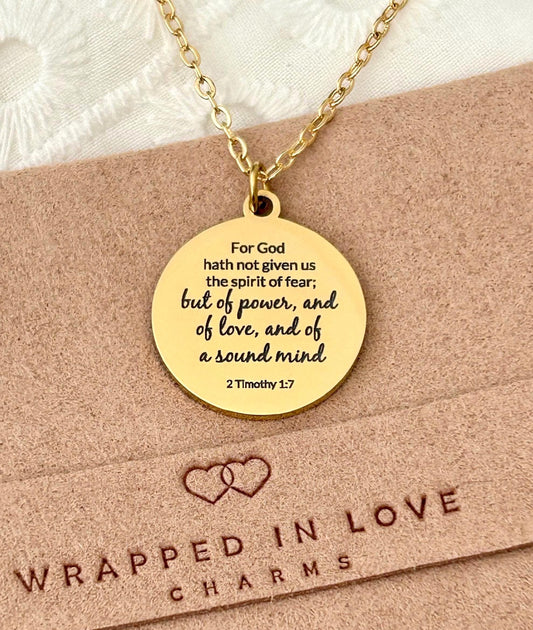For God has not Given us a spirit of fear But of Power Love Sound Mind, Bible Verse Personalized Necklace