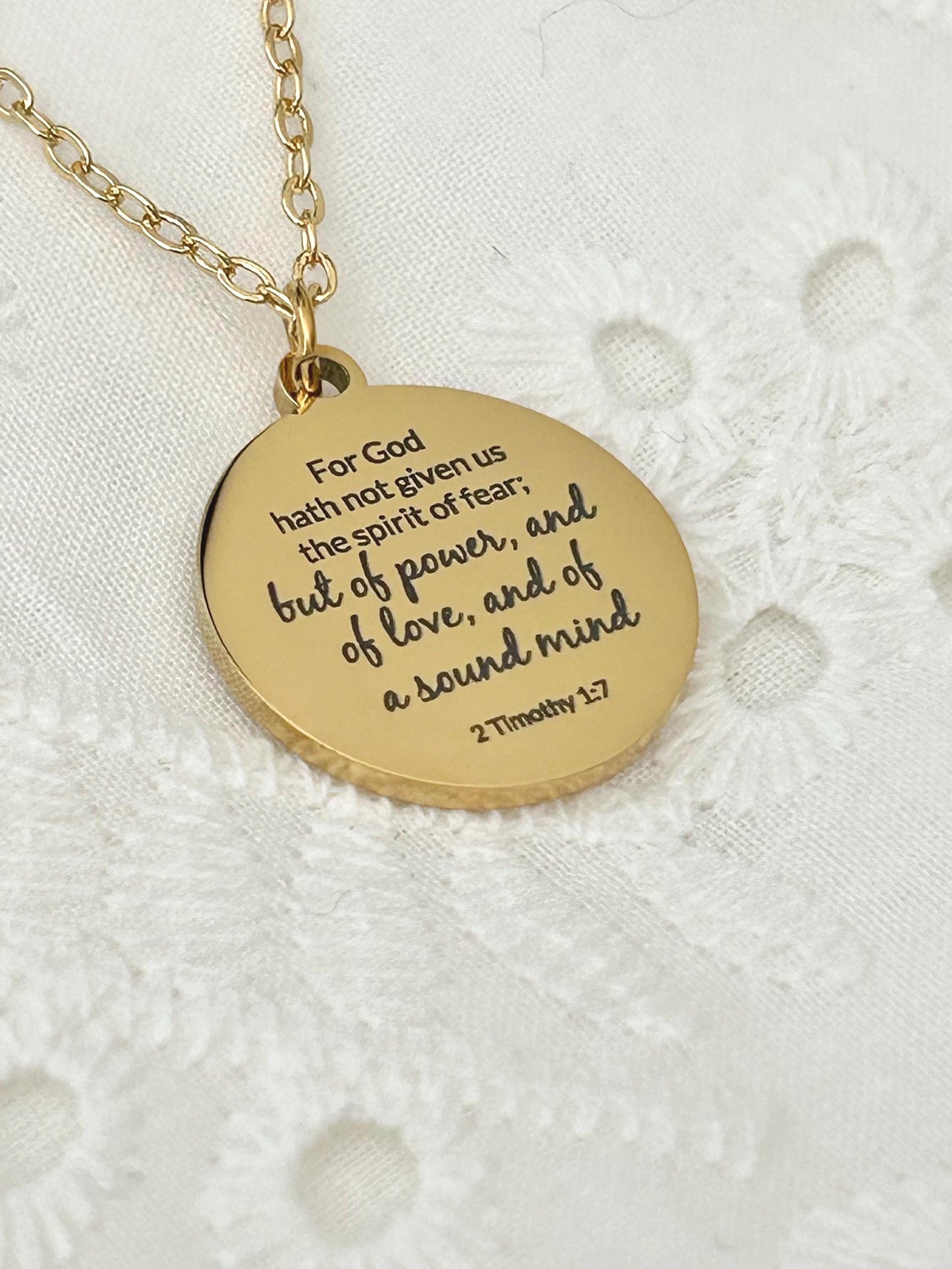 For God has not Given us a spirit of fear But of Power Love Sound Mind, Bible Verse Personalized Necklace