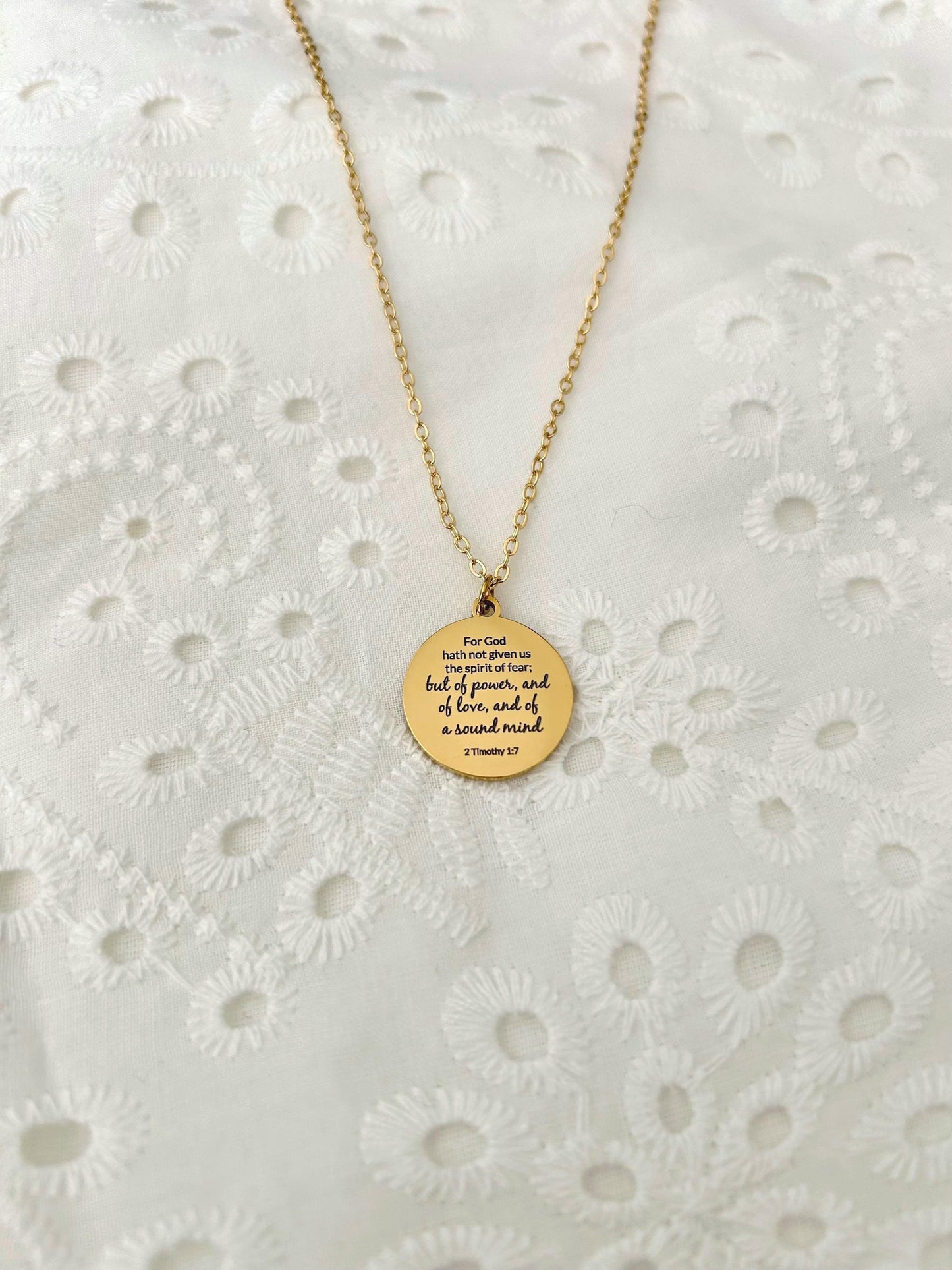 For God has not Given us a spirit of fear But of Power Love Sound Mind, Bible Verse Personalized Necklace
