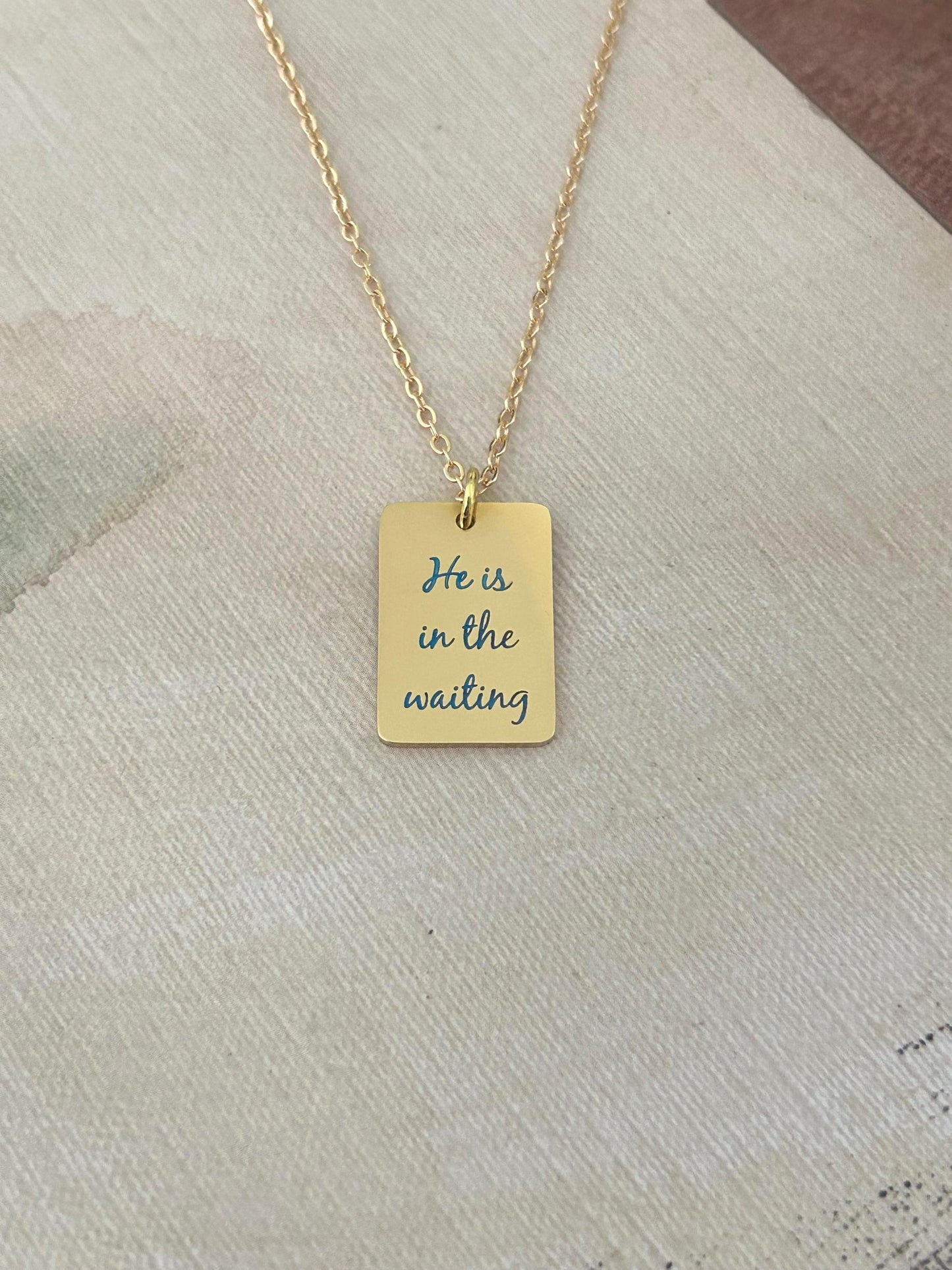 He is in the waiting Christian Necklace, Christian Gifts, Scripture Jewelry, Personalized Necklace, Gifts for Mom, Inspirational Jewelry