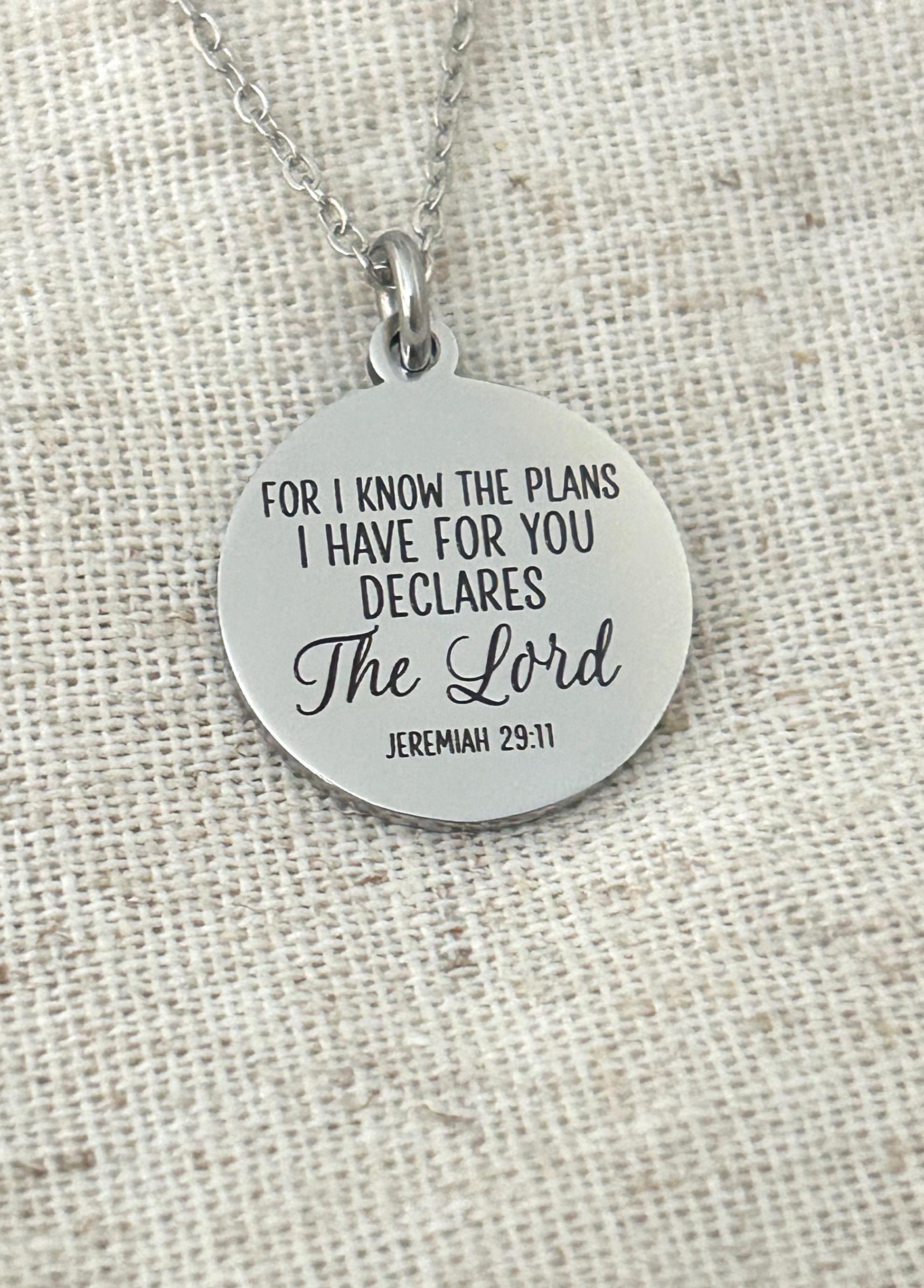For I Know the Plans I Have For You Bible Verse Necklace Jeremiah 29:11, Christian Gifts, Scripture Jewelry, Motivational Gifts, baptism