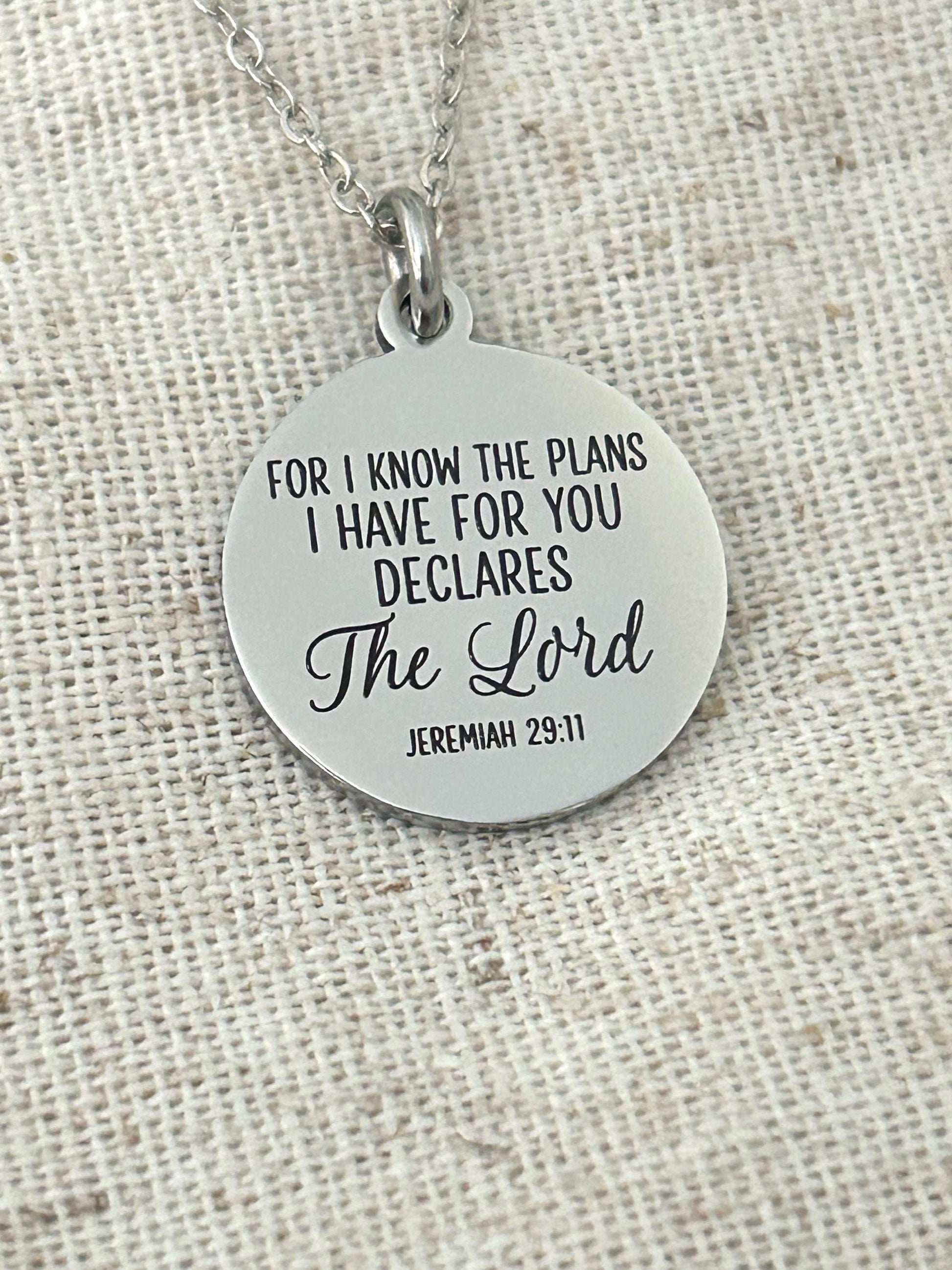 For I Know the Plans I Have For You Bible Verse Necklace Jeremiah 29:11, Christian Gifts, Scripture Jewelry, Motivational Gifts, baptism