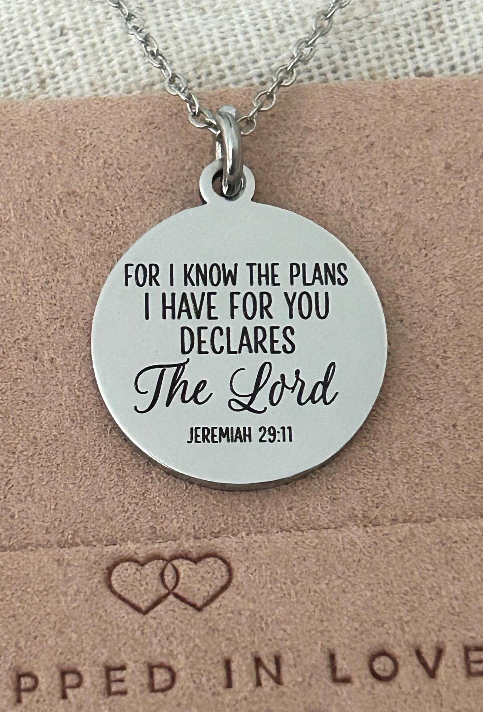 For I Know the Plans I Have For You Bible Verse Necklace Jeremiah 29:11, Christian Gifts, Scripture Jewelry, Motivational Gifts, baptism