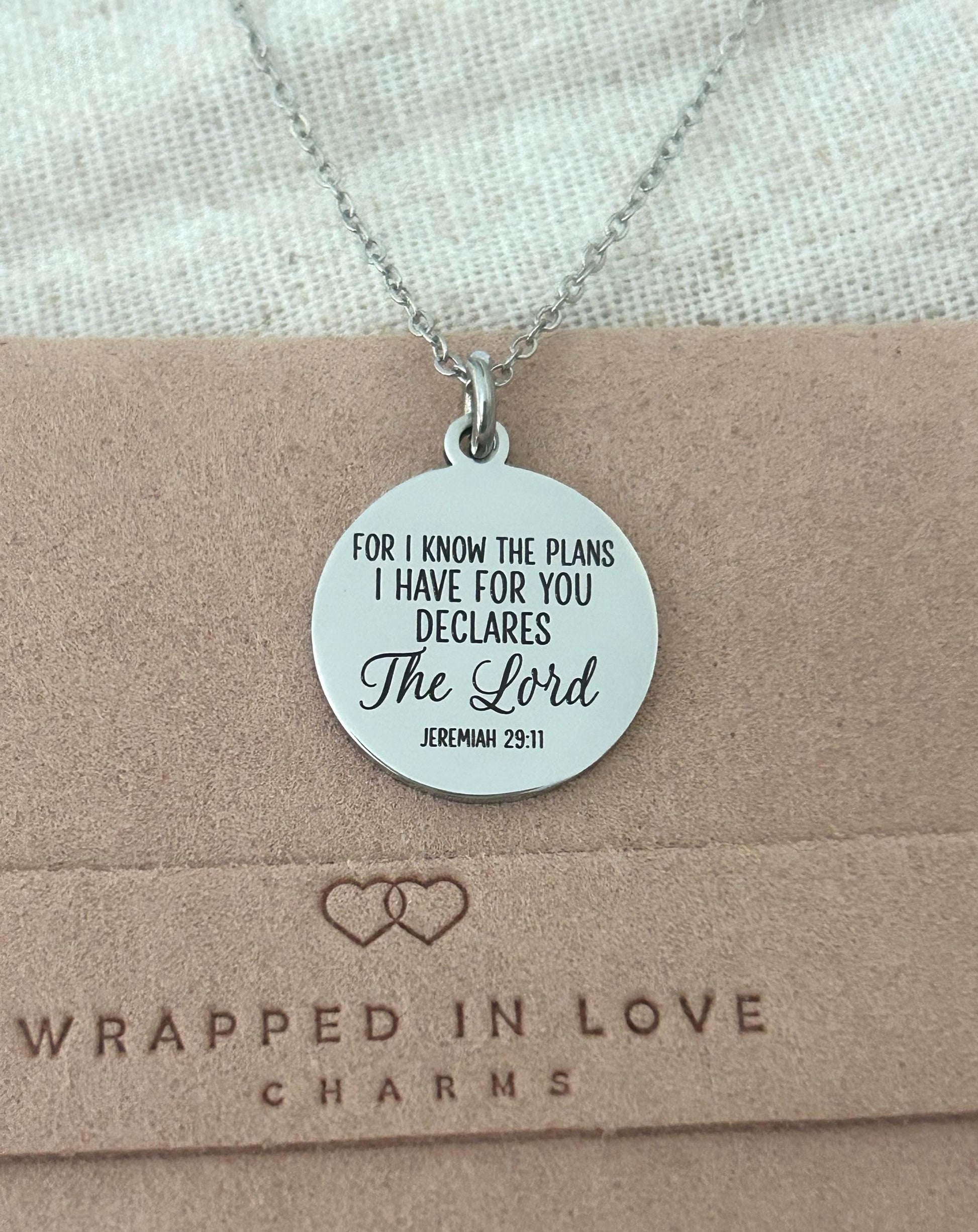 For I Know the Plans I Have For You Bible Verse Necklace Jeremiah 29:11, Christian Gifts, Scripture Jewelry, Motivational Gifts, baptism