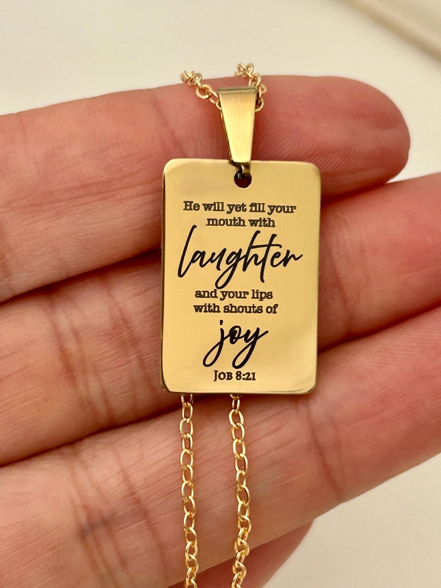 Joy Is Coming” Job 8:21 Necklace | Christian Faith Necklace for Women | Bible Verse Jewelry