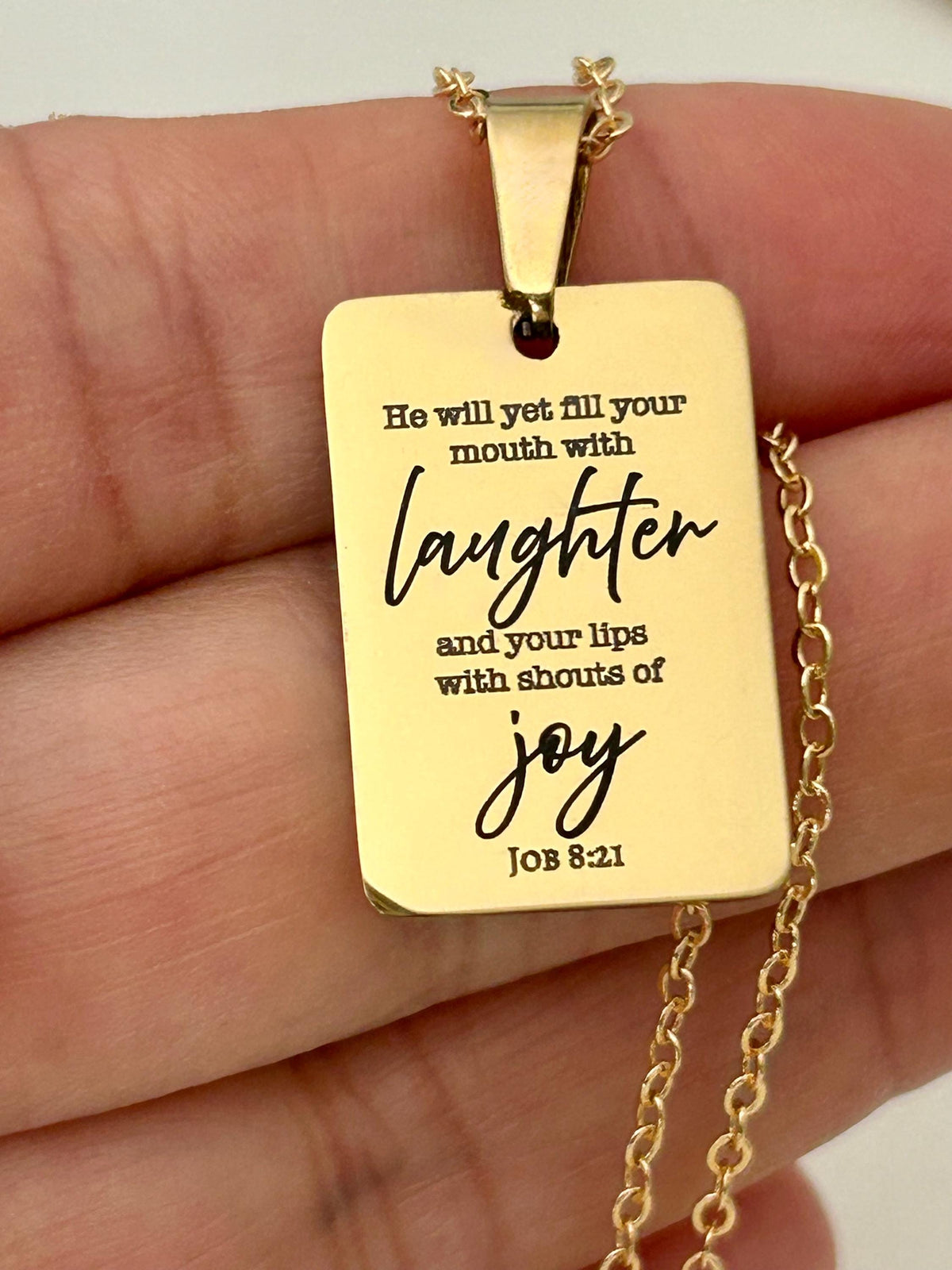 Joy Is Coming” Job 8:21 Necklace | Christian Faith Necklace for Women | Bible Verse Jewelry