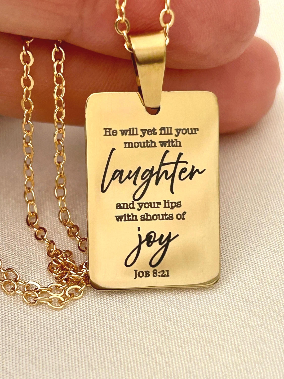 Joy Is Coming” Job 8:21 Necklace | Christian Faith Necklace for Women | Bible Verse Jewelry