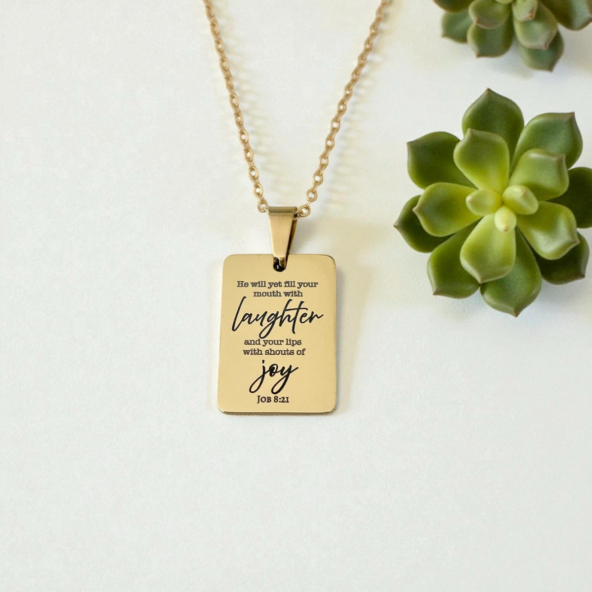 Joy Is Coming” Job 8:21 Necklace | Christian Faith Necklace for Women | Bible Verse Jewelry