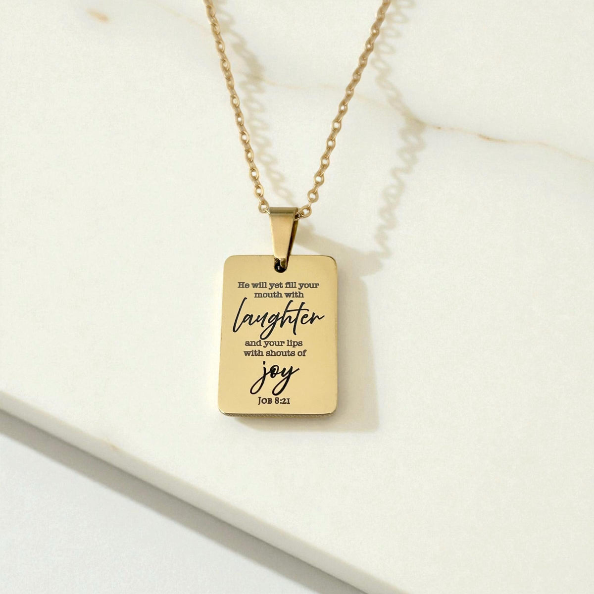 Joy Is Coming” Job 8:21 Necklace | Christian Faith Necklace for Women | Bible Verse Jewelry