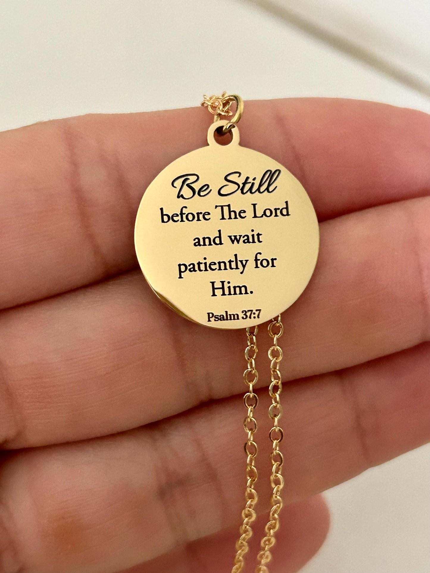 Be Still before The Lord Psalm 37:7 bible verse Necklace, Christian Gifts, Motivational Necklace, Scripture Charms, Christmas Gifts