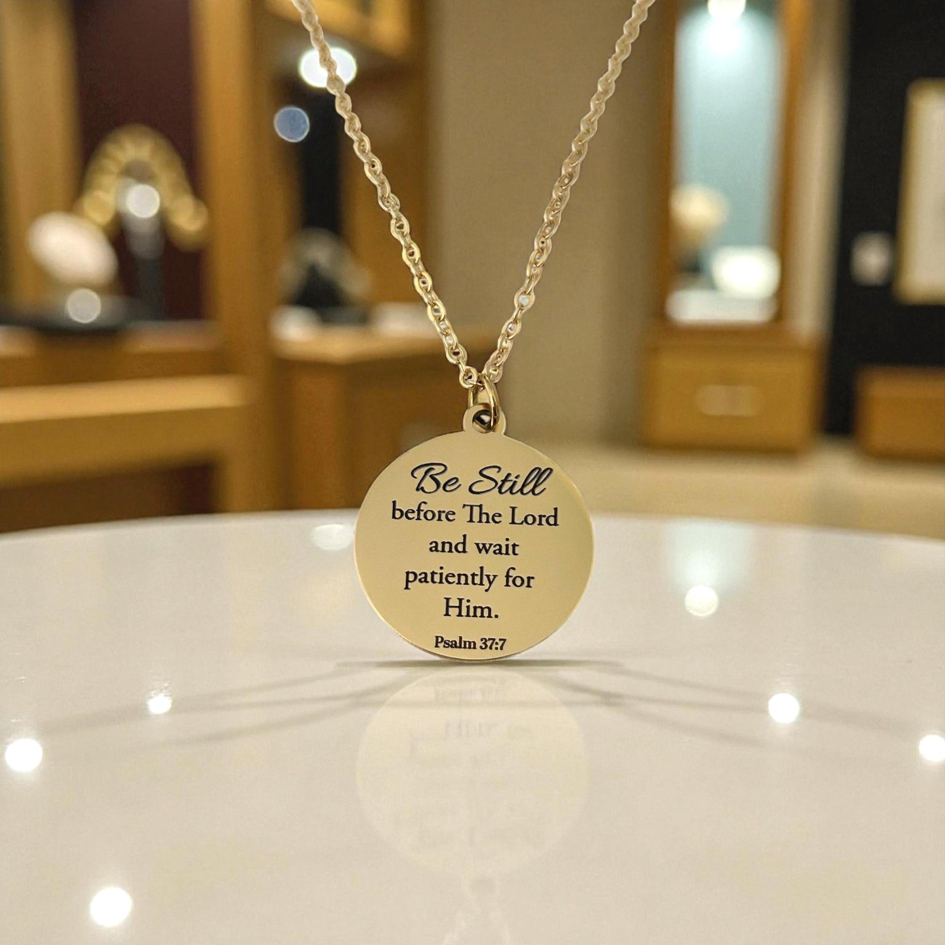 Be Still before The Lord Psalm 37:7 bible verse Necklace, Christian Gifts, Motivational Necklace, Scripture Charms, Christmas Gifts