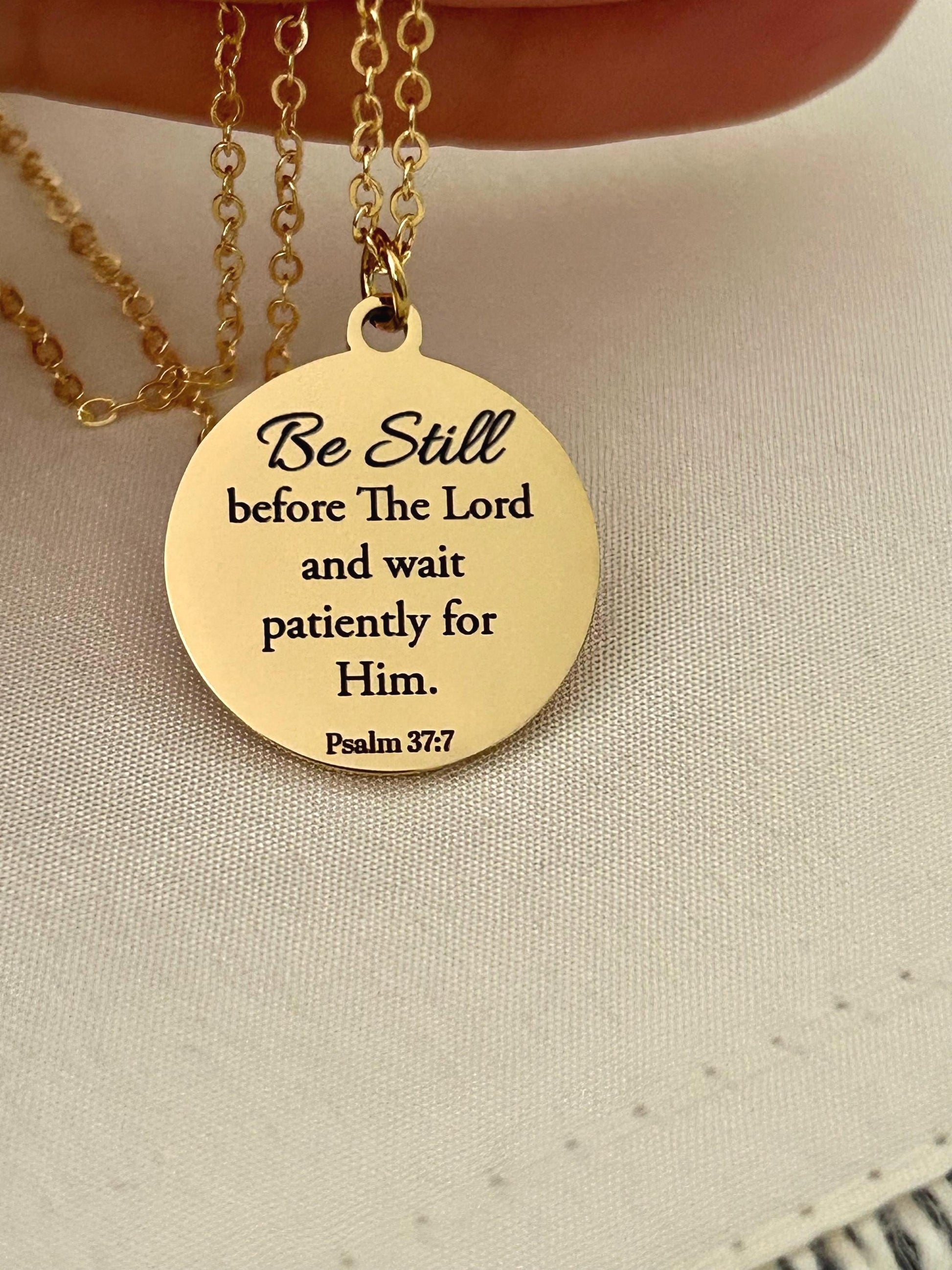 Be Still before The Lord Psalm 37:7 bible verse Necklace, Christian Gifts, Motivational Necklace, Scripture Charms, Christmas Gifts