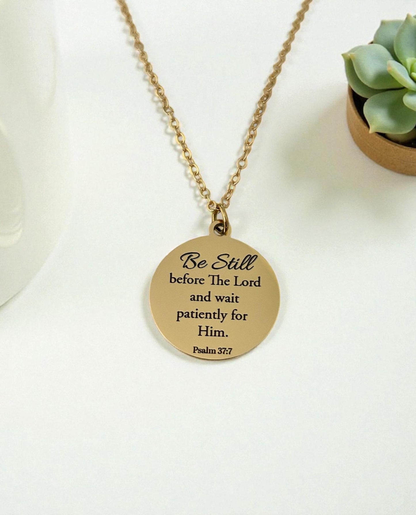 Be Still before The Lord Psalm 37:7 bible verse Necklace, Christian Gifts, Motivational Necklace, Scripture Charms, Christmas Gifts