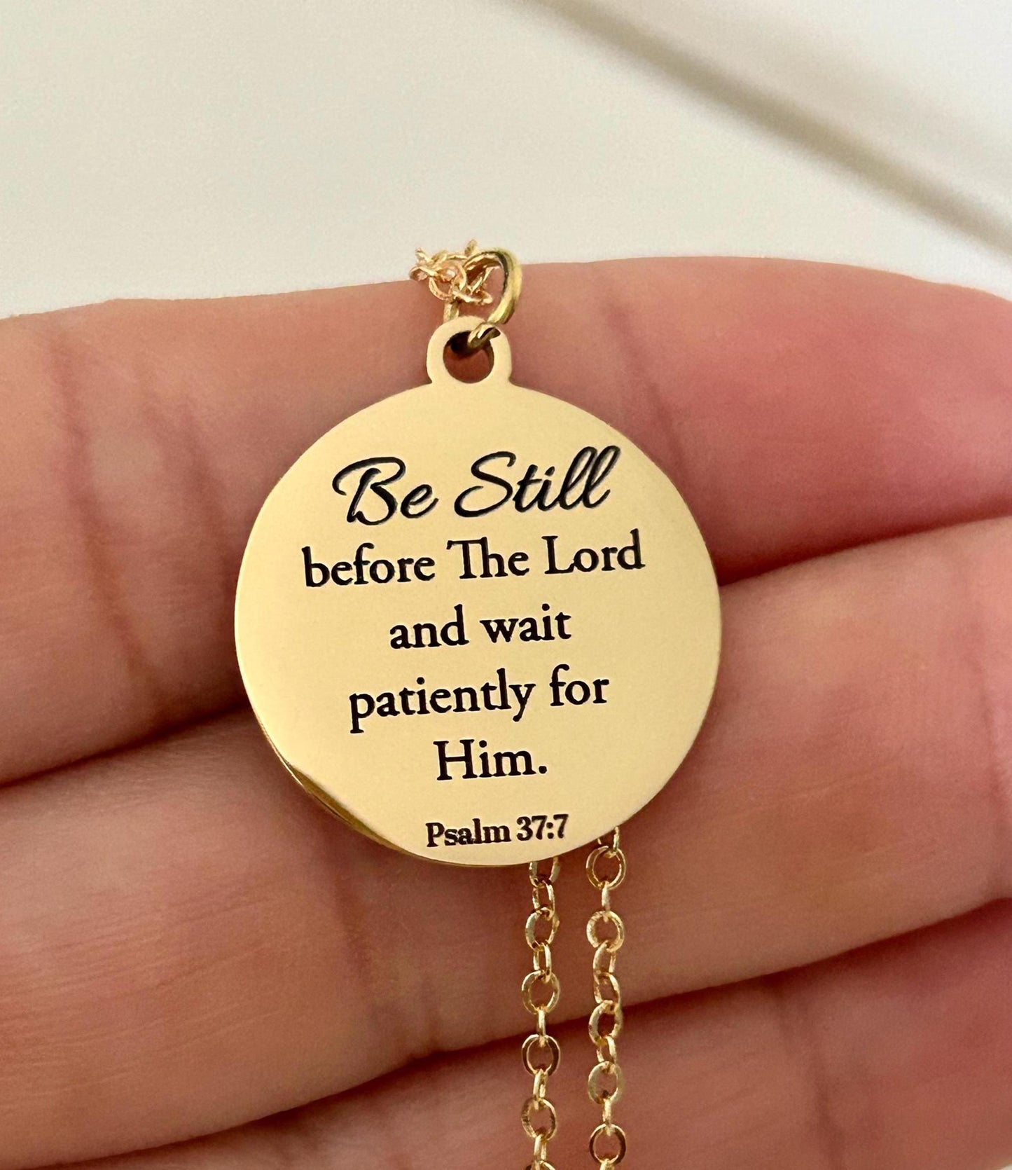 Be Still before The Lord Psalm 37:7 bible verse Necklace, Christian Gifts, Motivational Necklace, Scripture Charms, Christmas Gifts