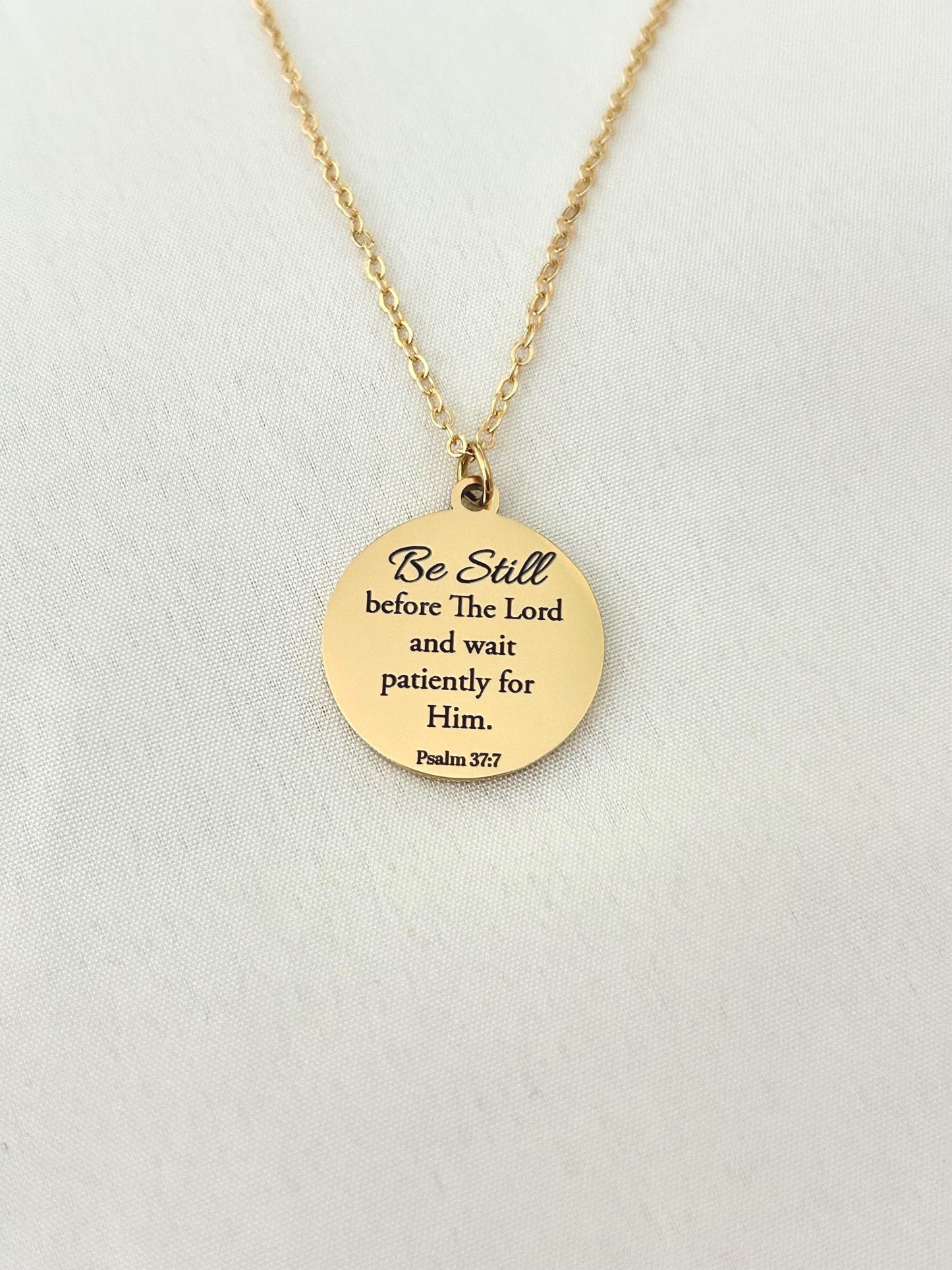 Be Still before The Lord Psalm 37:7 bible verse Necklace, Christian Gifts, Motivational Necklace, Scripture Charms, Christmas Gifts