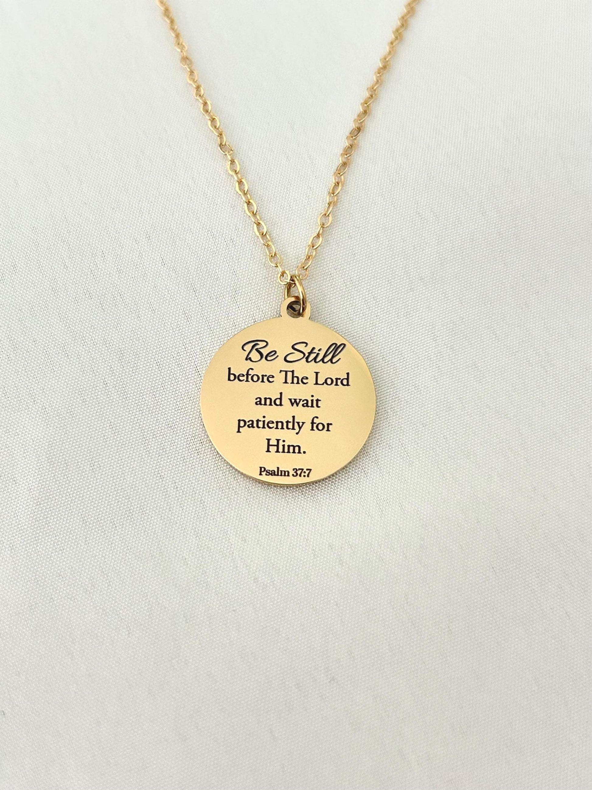 Be Still before The Lord Psalm 37:7 bible verse Necklace, Christian Gifts, Motivational Necklace, Scripture Charms, Christmas Gifts