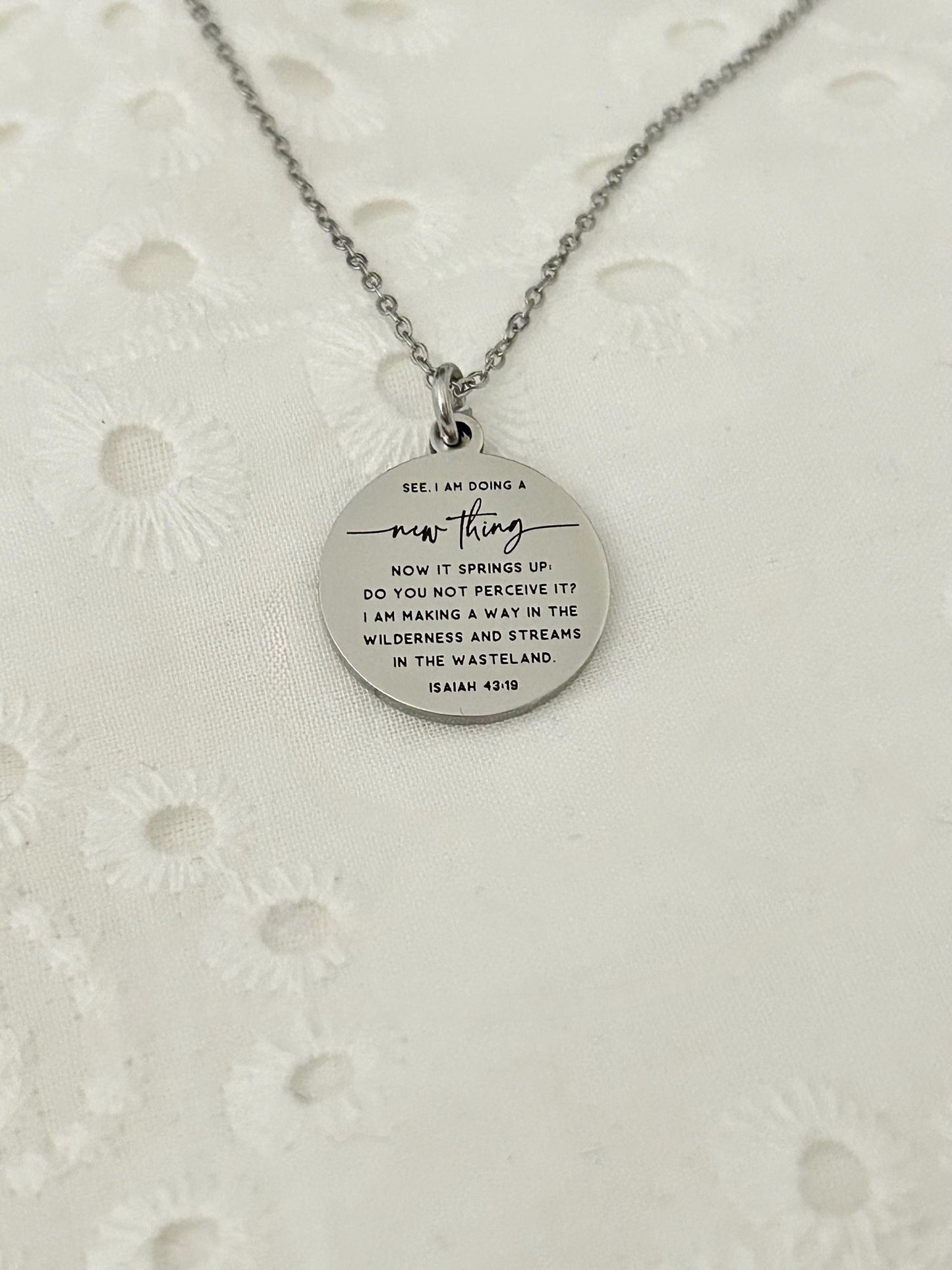 I am doing a new thing Isaiah 43:19 Bible Verse Necklace Personalized Christian Gifs Scripture Charms
